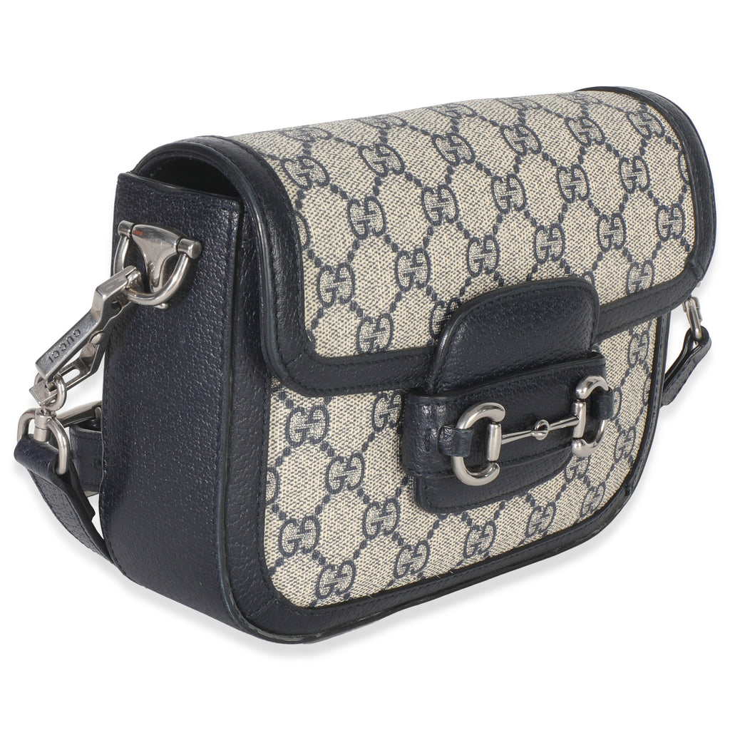 Navy GG Supreme Monogram Web Horsebit 1955 Mini Bag