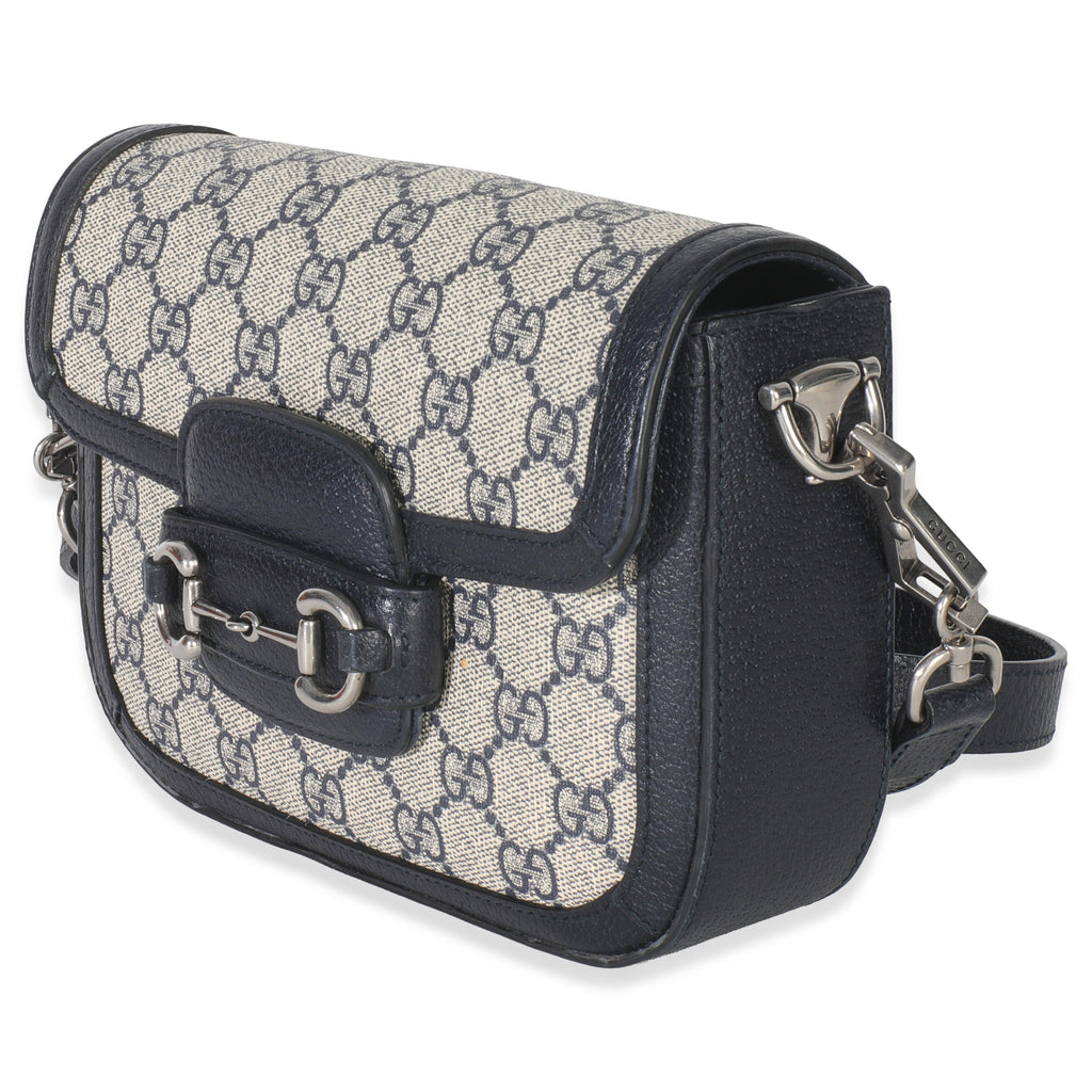Navy GG Supreme Monogram Web Horsebit 1955 Mini Bag