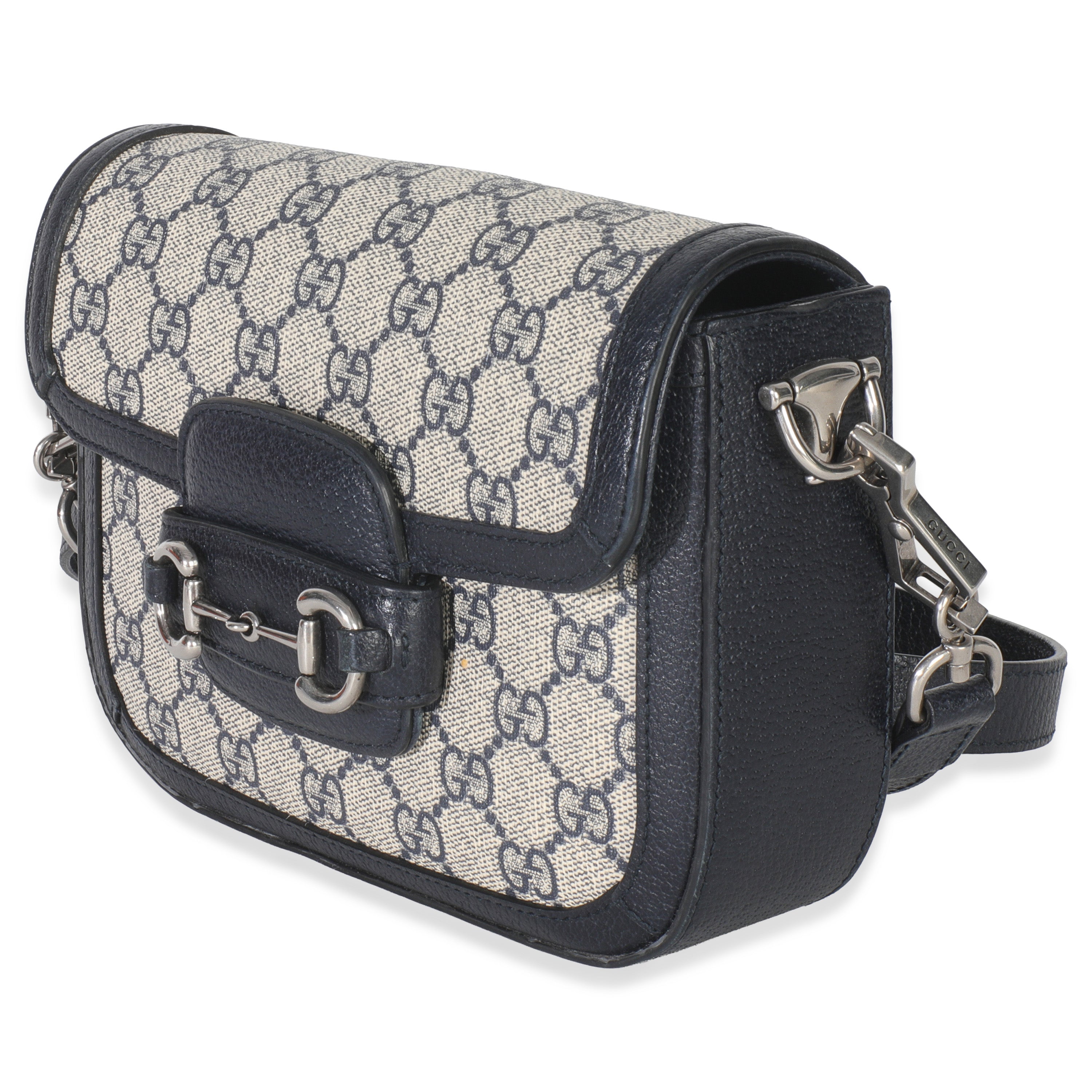 Navy GG Supreme Monogram Web Horsebit 1955 Mini Bag