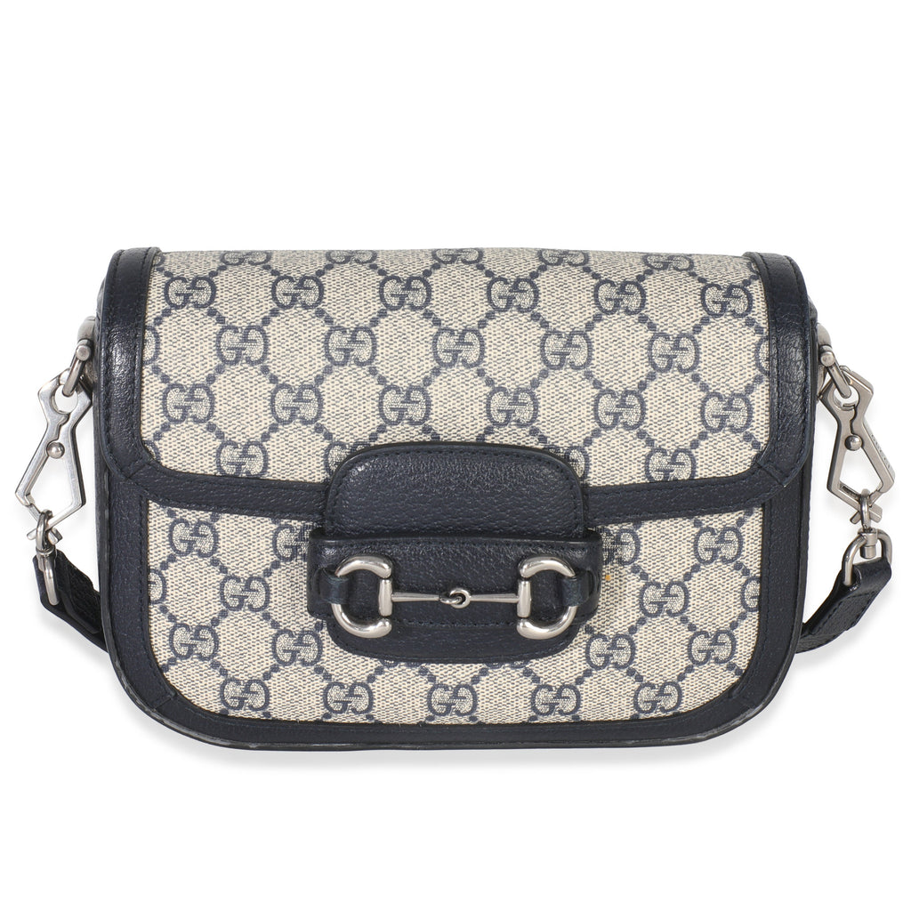 Navy GG Supreme Monogram Web Horsebit 1955 Mini Bag