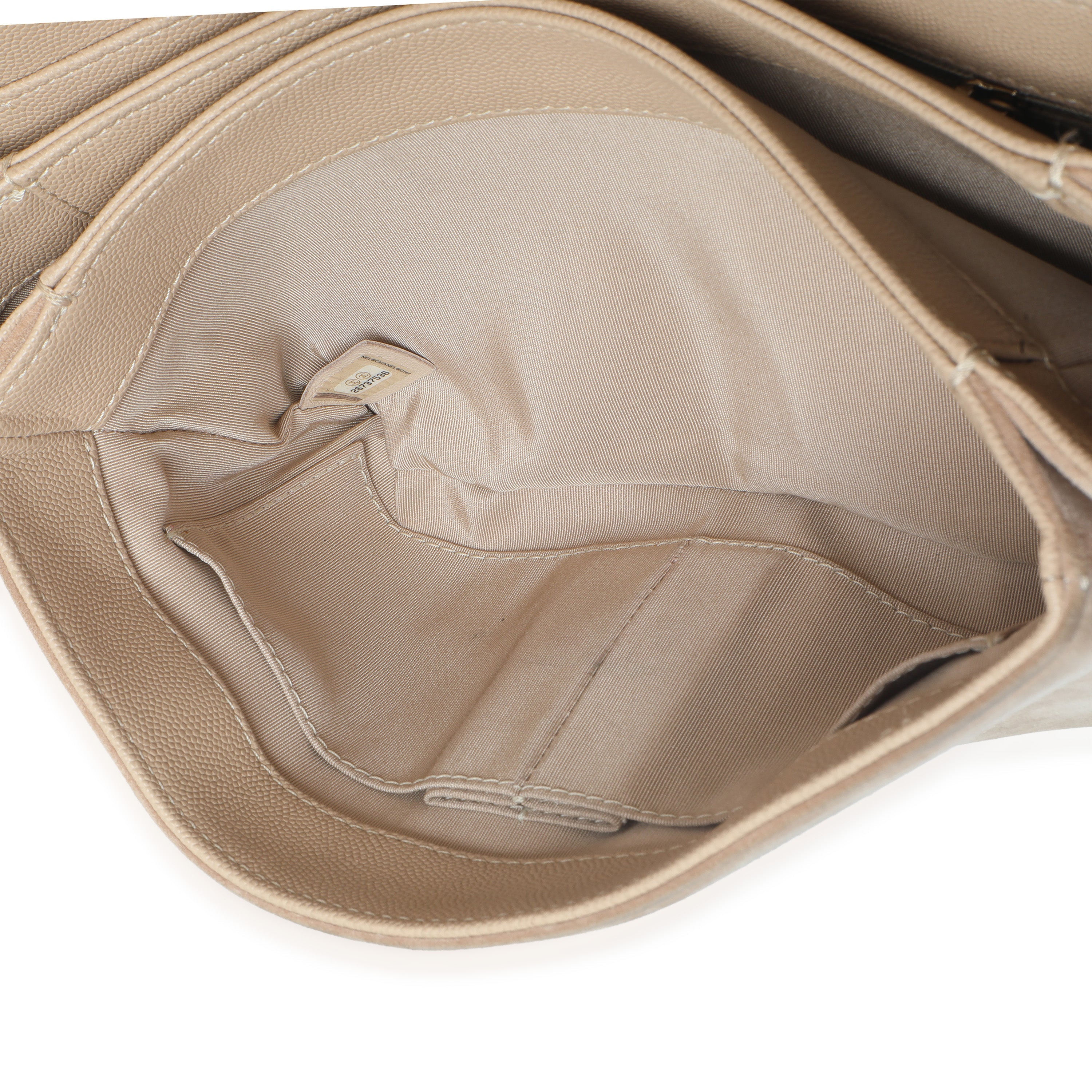Beige Quilted Caviar Suede Lady Coco Chain Flap Handbag