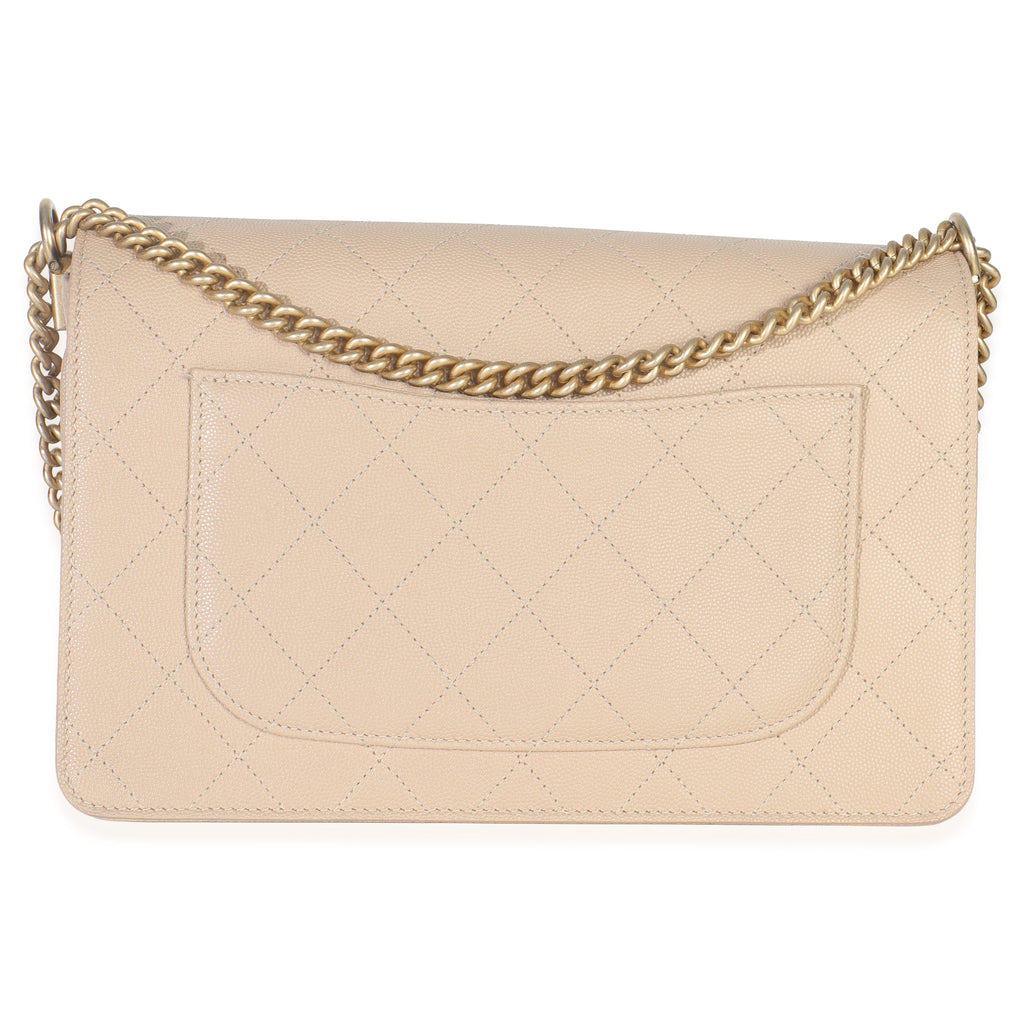 Beige Quilted Caviar Suede Lady Coco Chain Flap Handbag