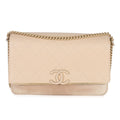 Beige Quilted Caviar Suede Lady Coco Chain Flap Handbag