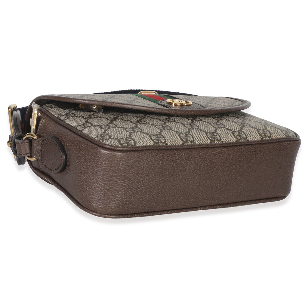 Beige GG Supreme Canvas Textured Dollar Calfskin Web Studded Mini Ophidia