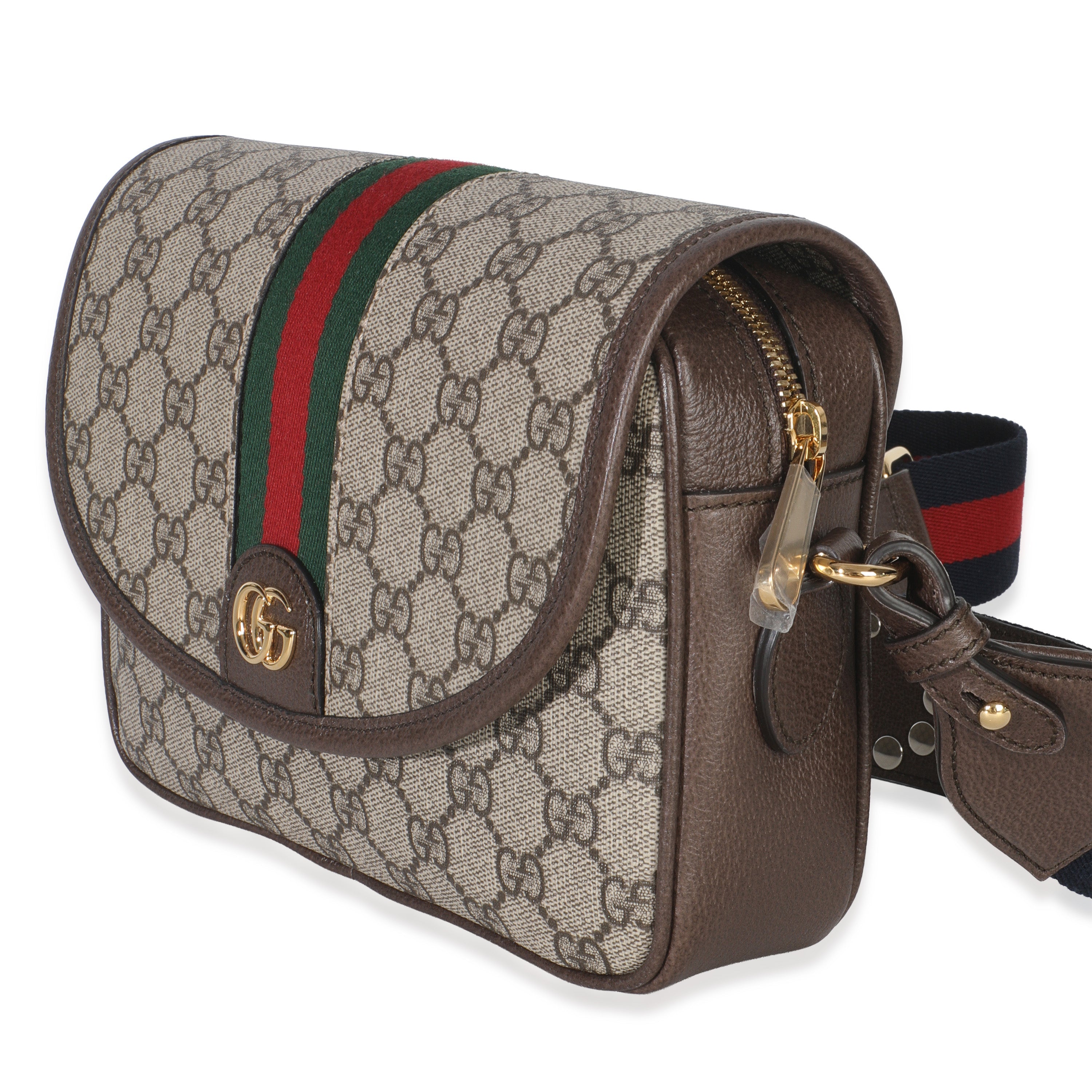 Beige GG Supreme Canvas Textured Dollar Calfskin Web Studded Mini Ophidia