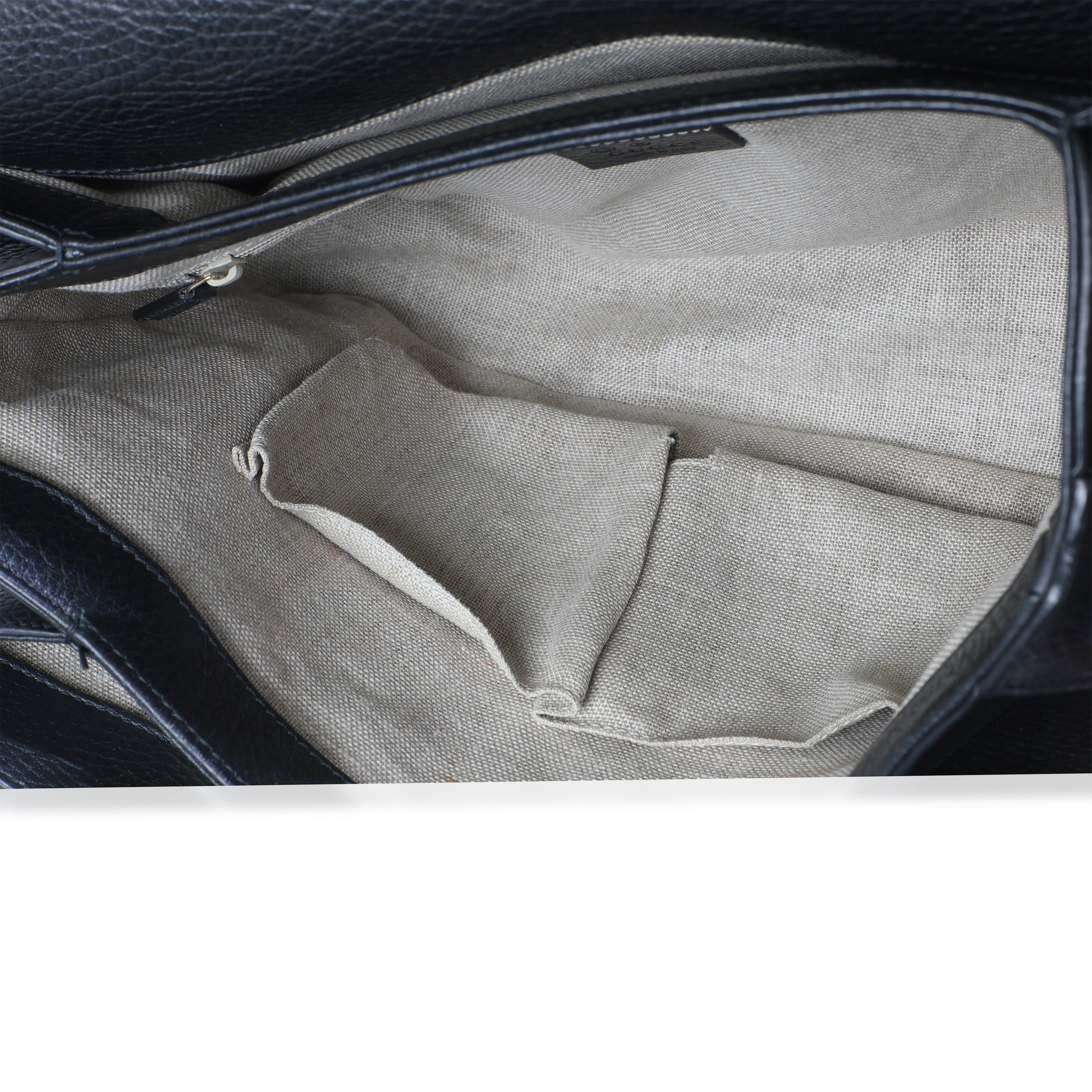 Black Pebbled Calfskin Medium Interlocking G Flap Bag