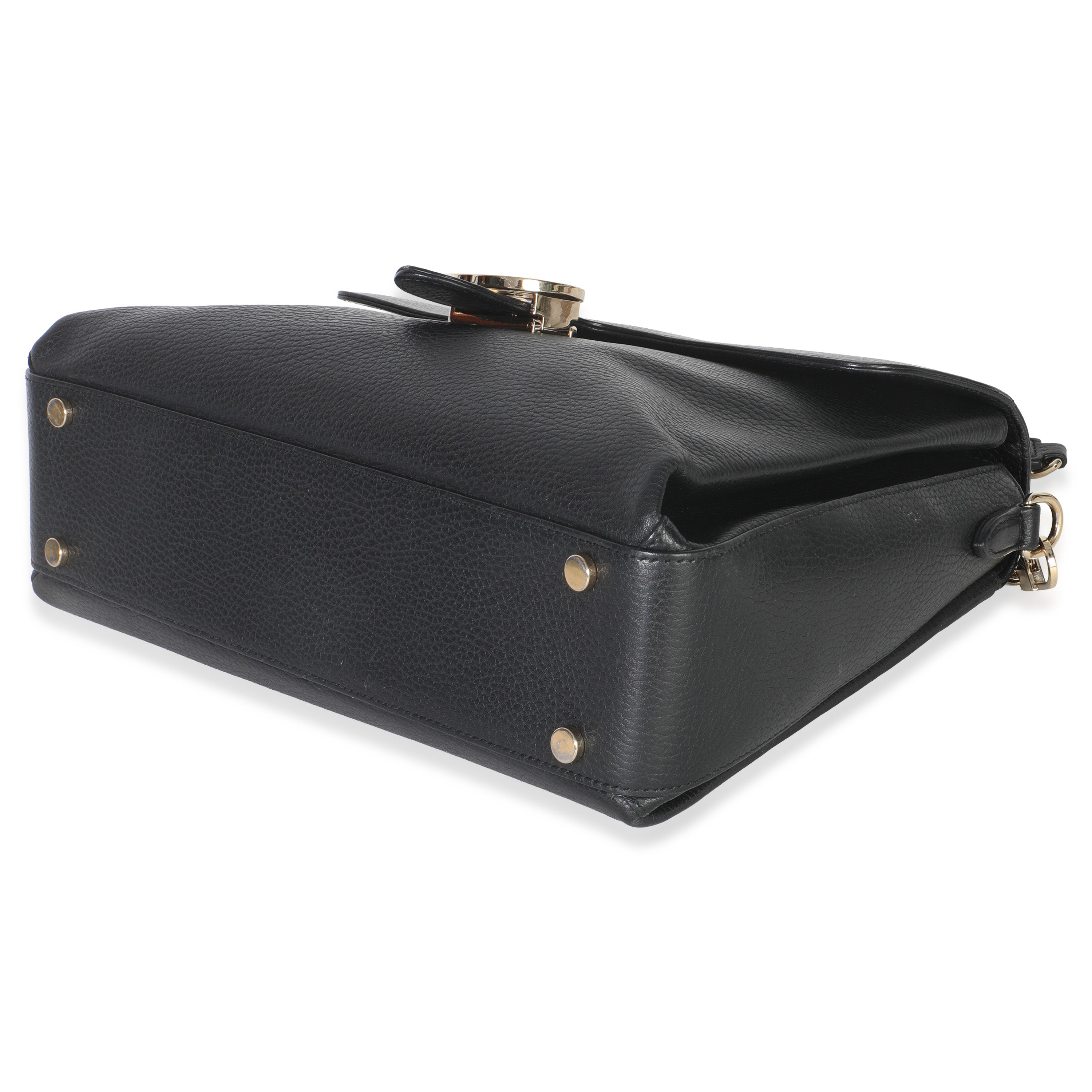 Black Pebbled Calfskin Medium Interlocking G Flap Bag