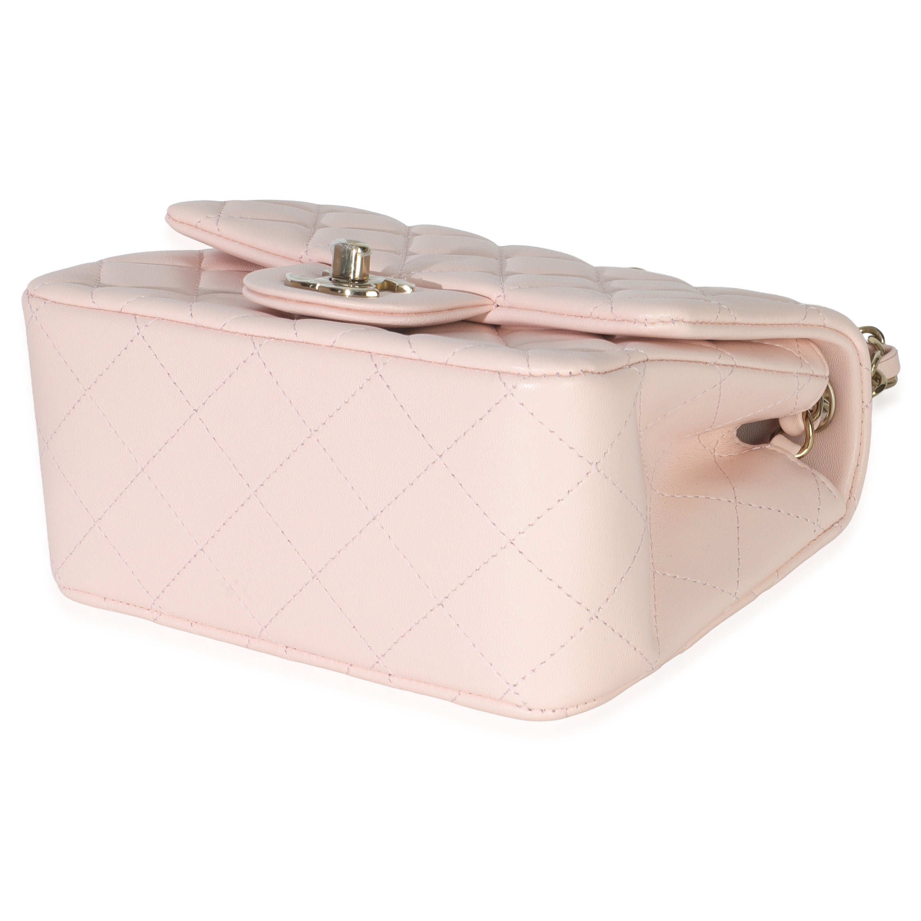 Pink Quilted Lambskin Mini Square Flap Bag