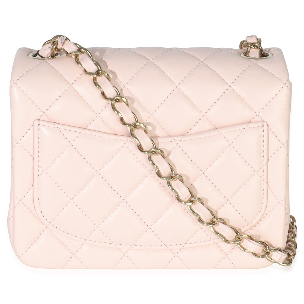 Pink Quilted Lambskin Mini Square Flap Bag