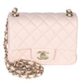 Pink Quilted Lambskin Mini Square Flap Bag