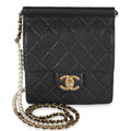 Black Quilted Goatskin Vertical Chic Pearls Flap Bag
