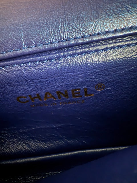 Blue Metallic Aged Quilted Calfskin 2.55 Reissue Flap Belt Bag