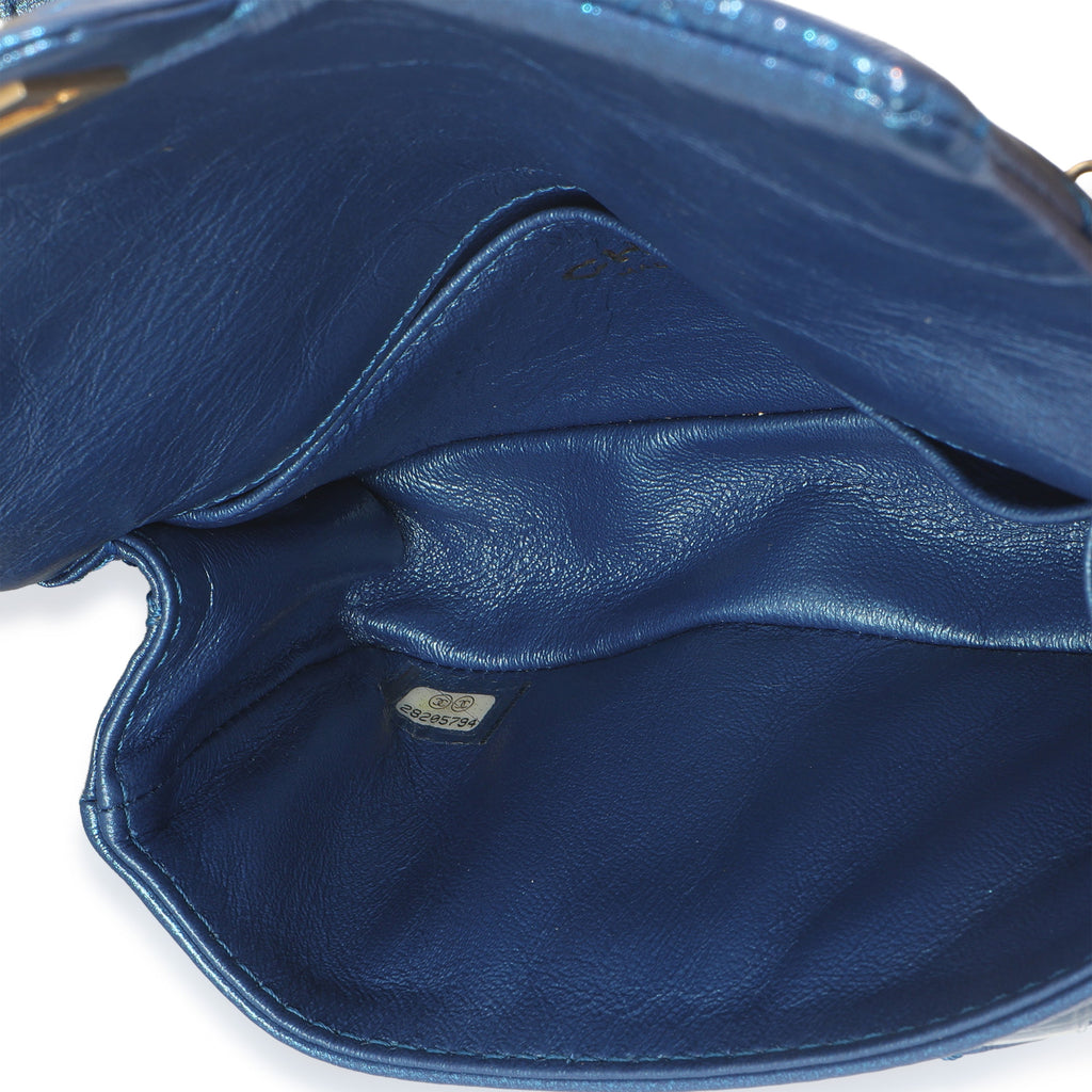 Blue Metallic Aged Quilted Calfskin 2.55 Reissue Flap Belt Bag