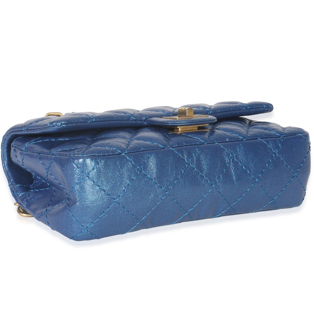 Blue Metallic Aged Quilted Calfskin 2.55 Reissue Flap Belt Bag