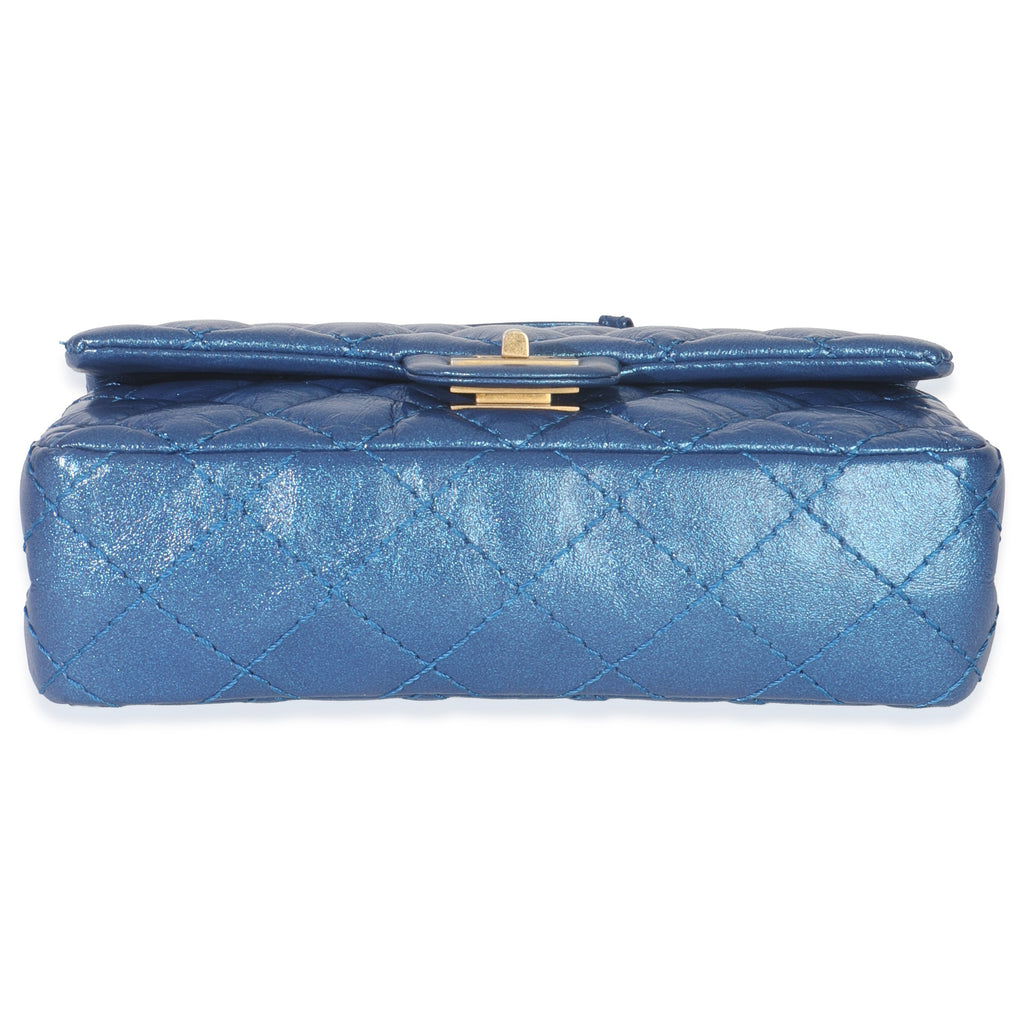 Blue Metallic Aged Quilted Calfskin 2.55 Reissue Flap Belt Bag