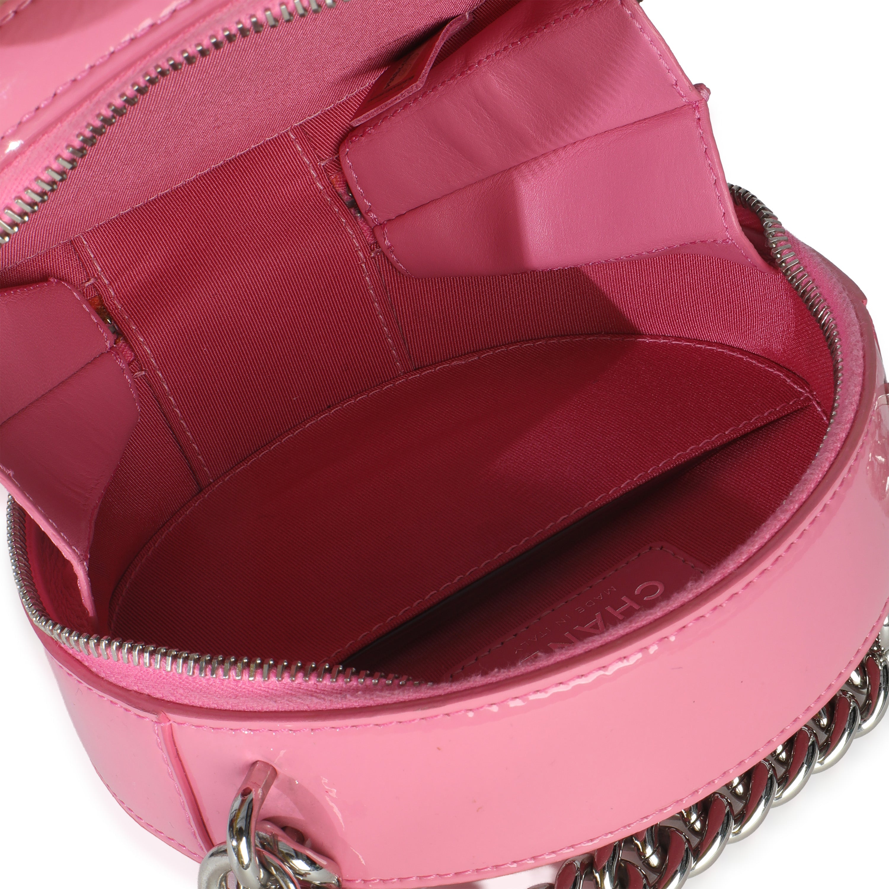 Pink Glazed Calfskin CC Round As Earth Bag