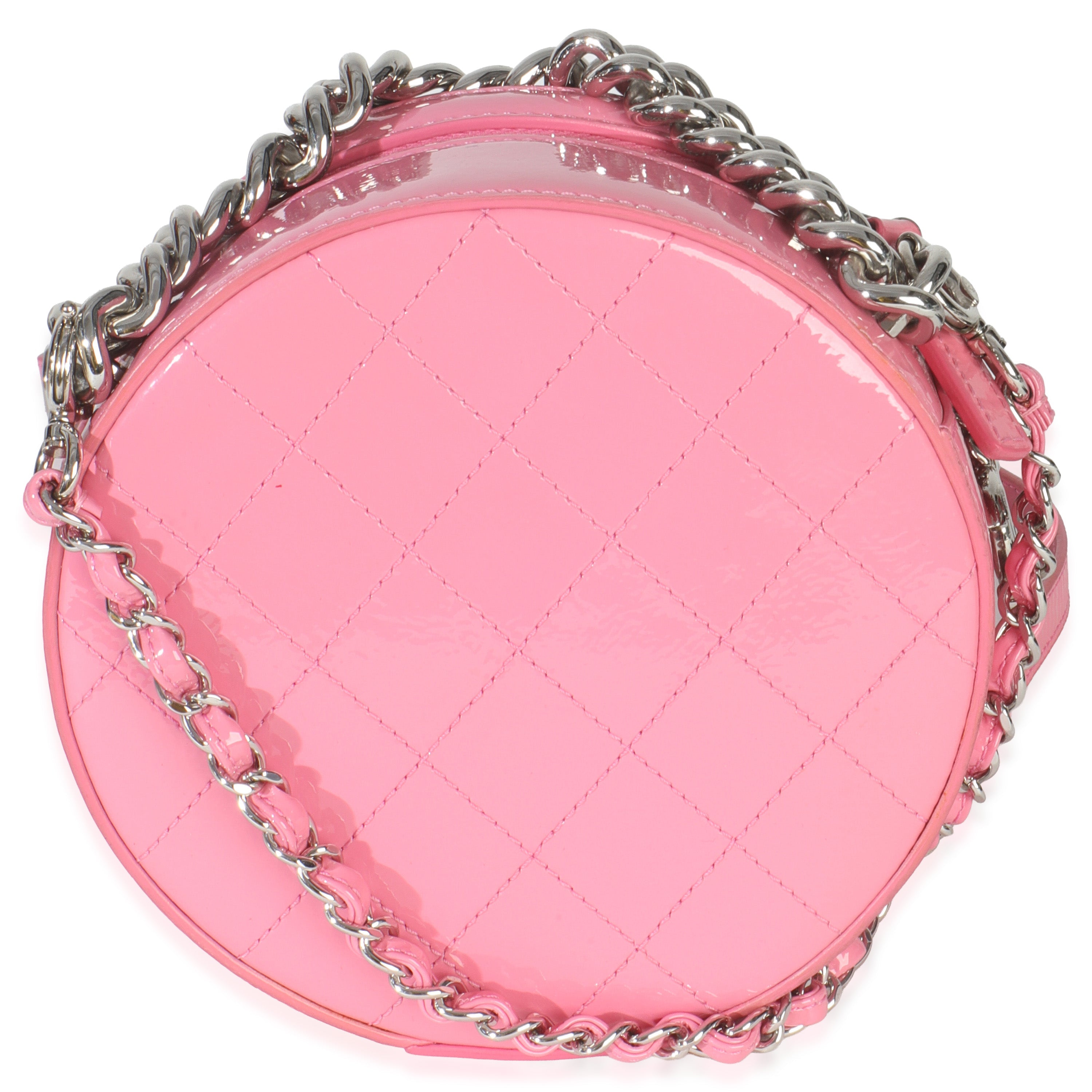 Pink Glazed Calfskin CC Round As Earth Bag