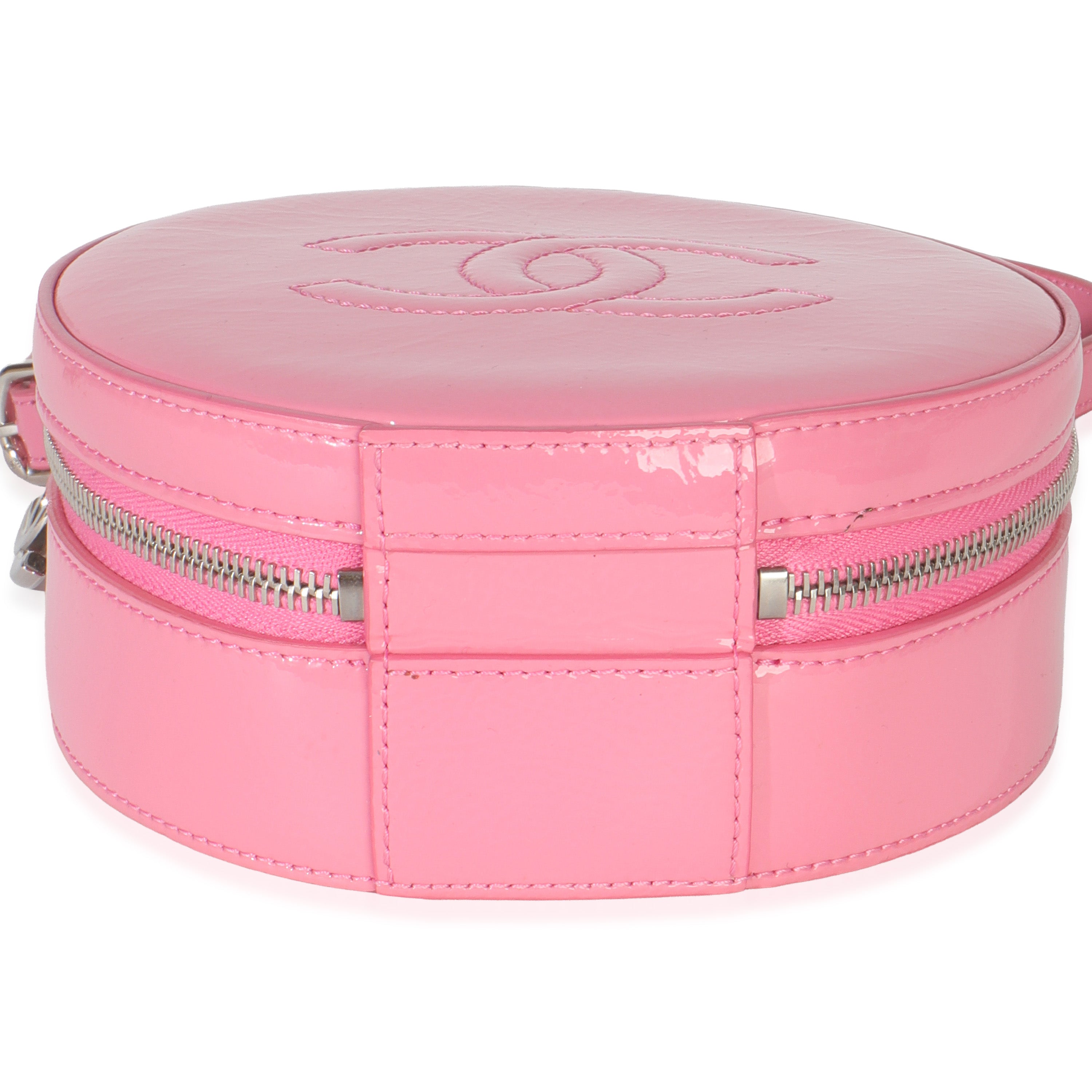 Pink Glazed Calfskin CC Round As Earth Bag