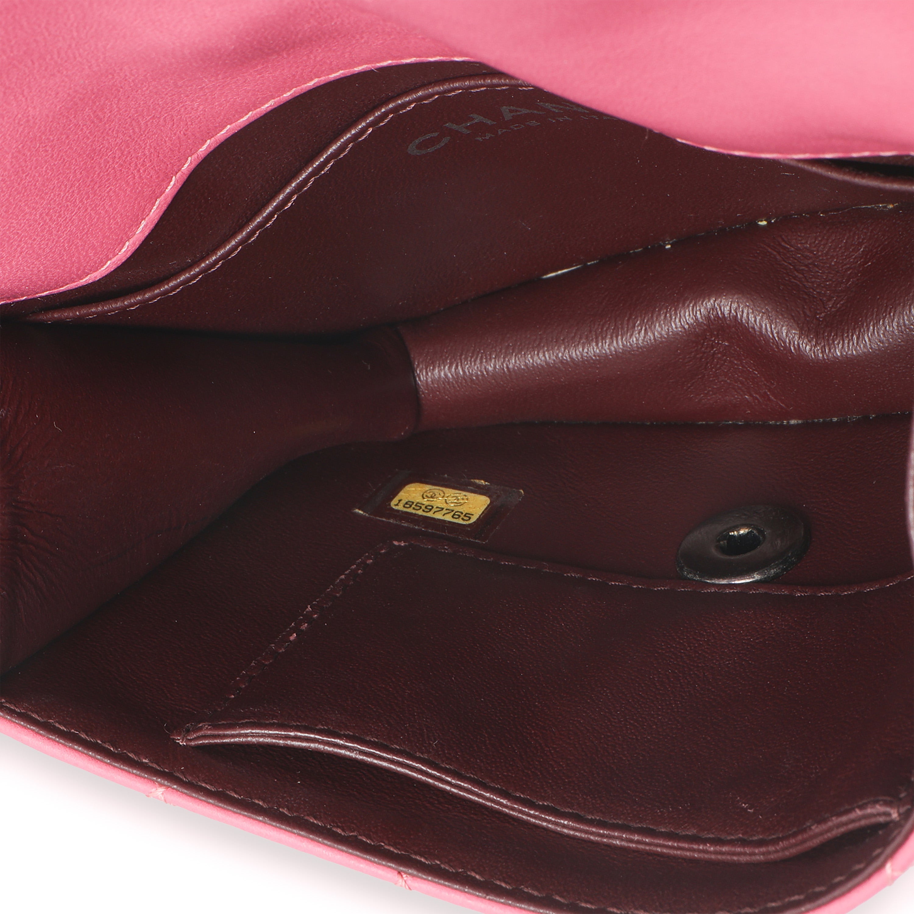 Pink Quilted Lambskin Mini Crossing Times Flap Bag