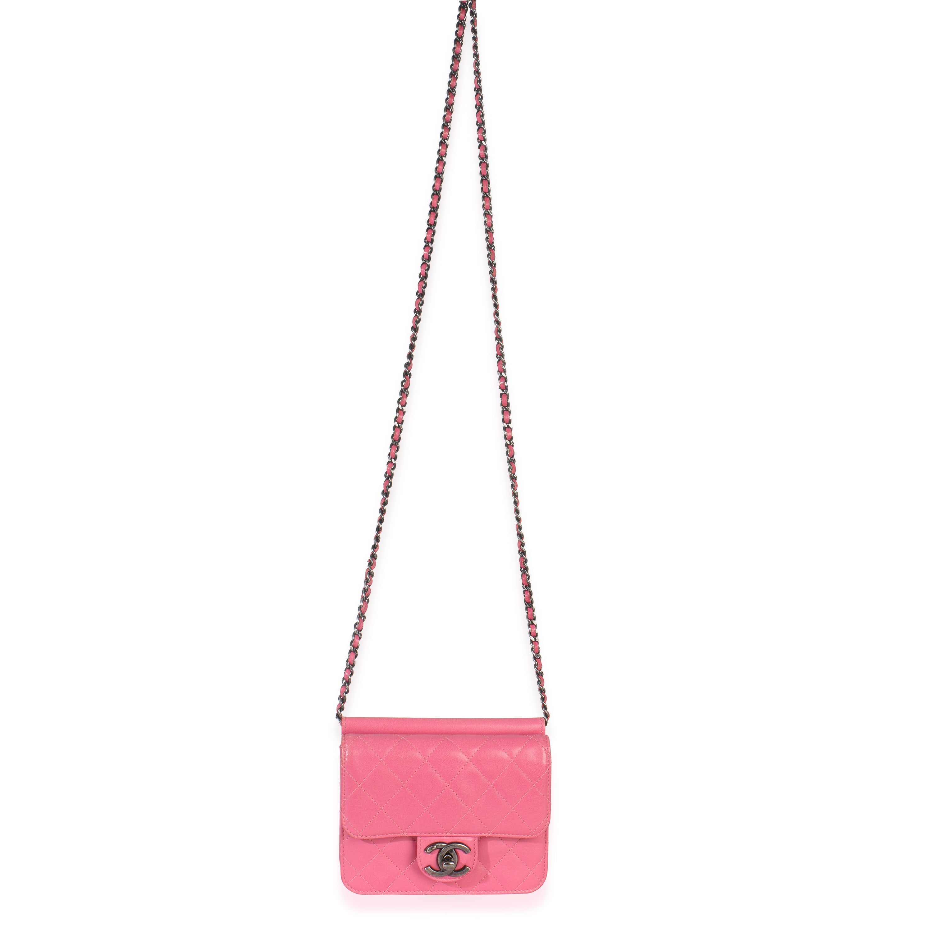 Pink Quilted Lambskin Mini Crossing Times Flap Bag