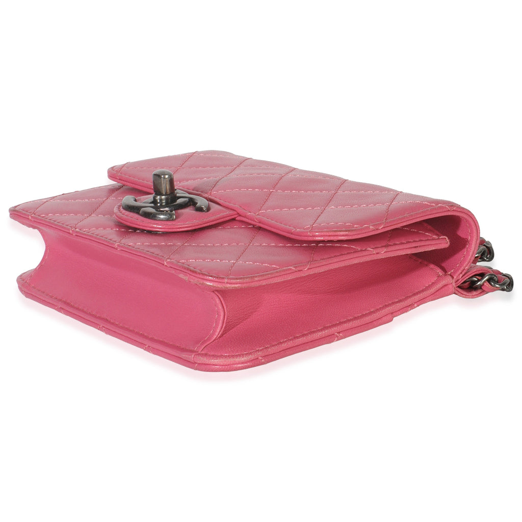 Pink Quilted Lambskin Mini Crossing Times Flap Bag