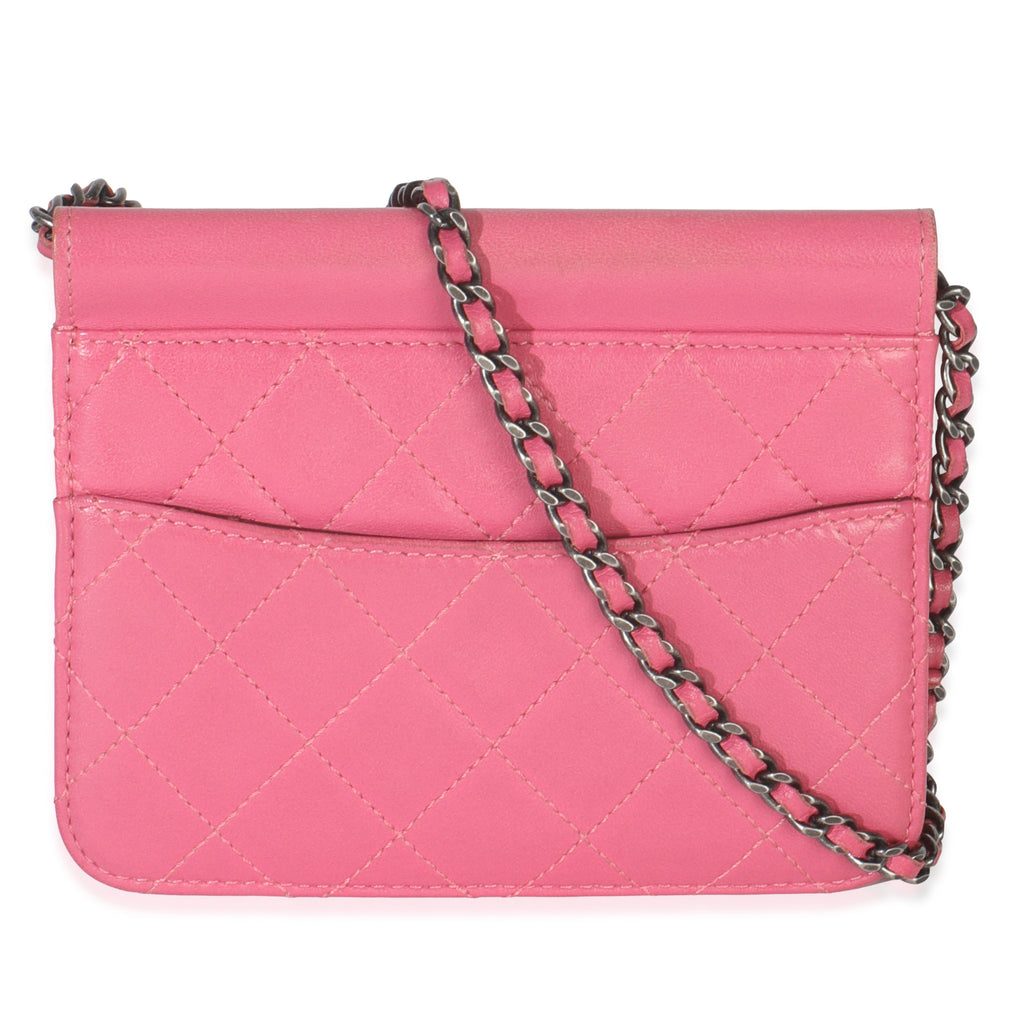 Pink Quilted Lambskin Mini Crossing Times Flap Bag