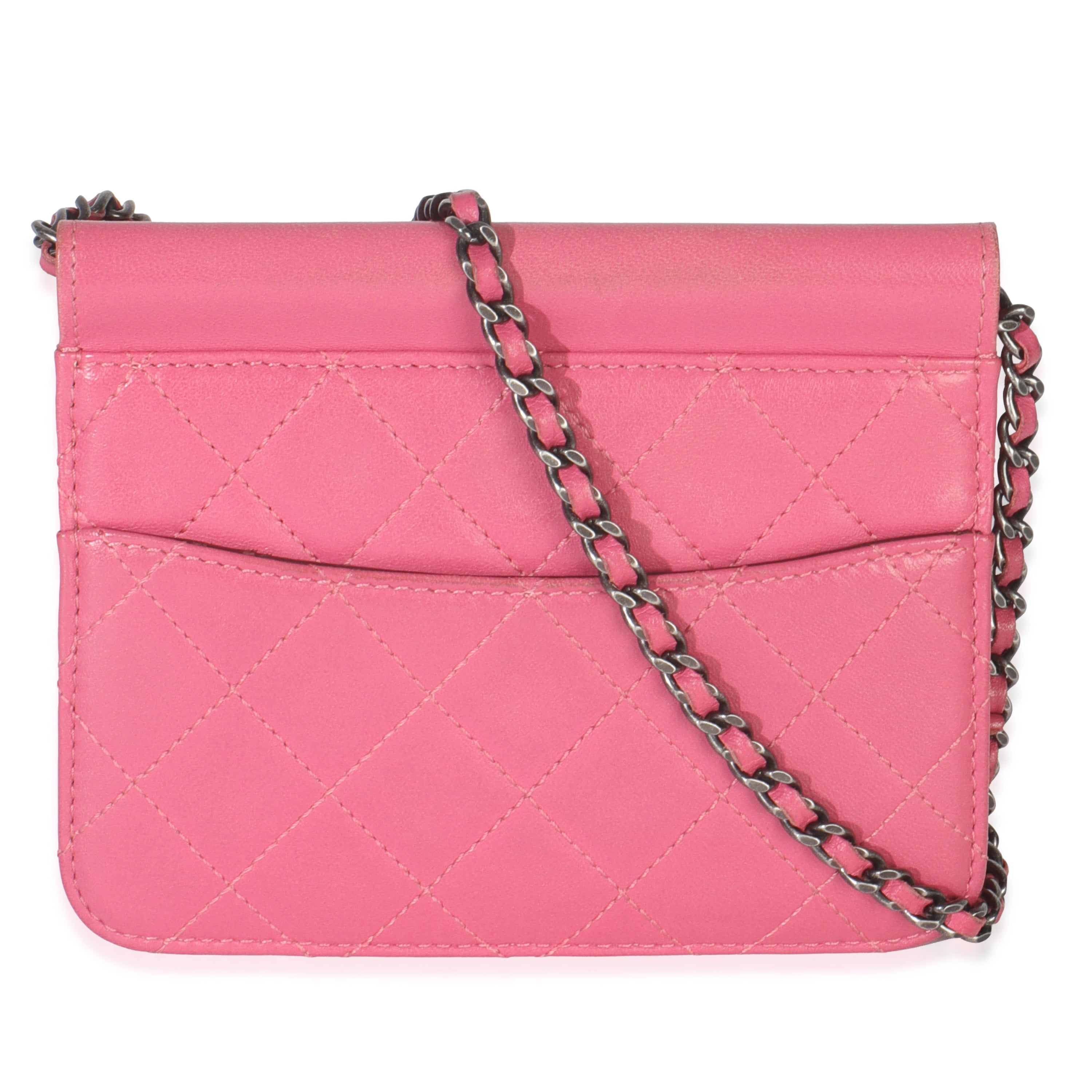 Pink Quilted Lambskin Mini Crossing Times Flap Bag