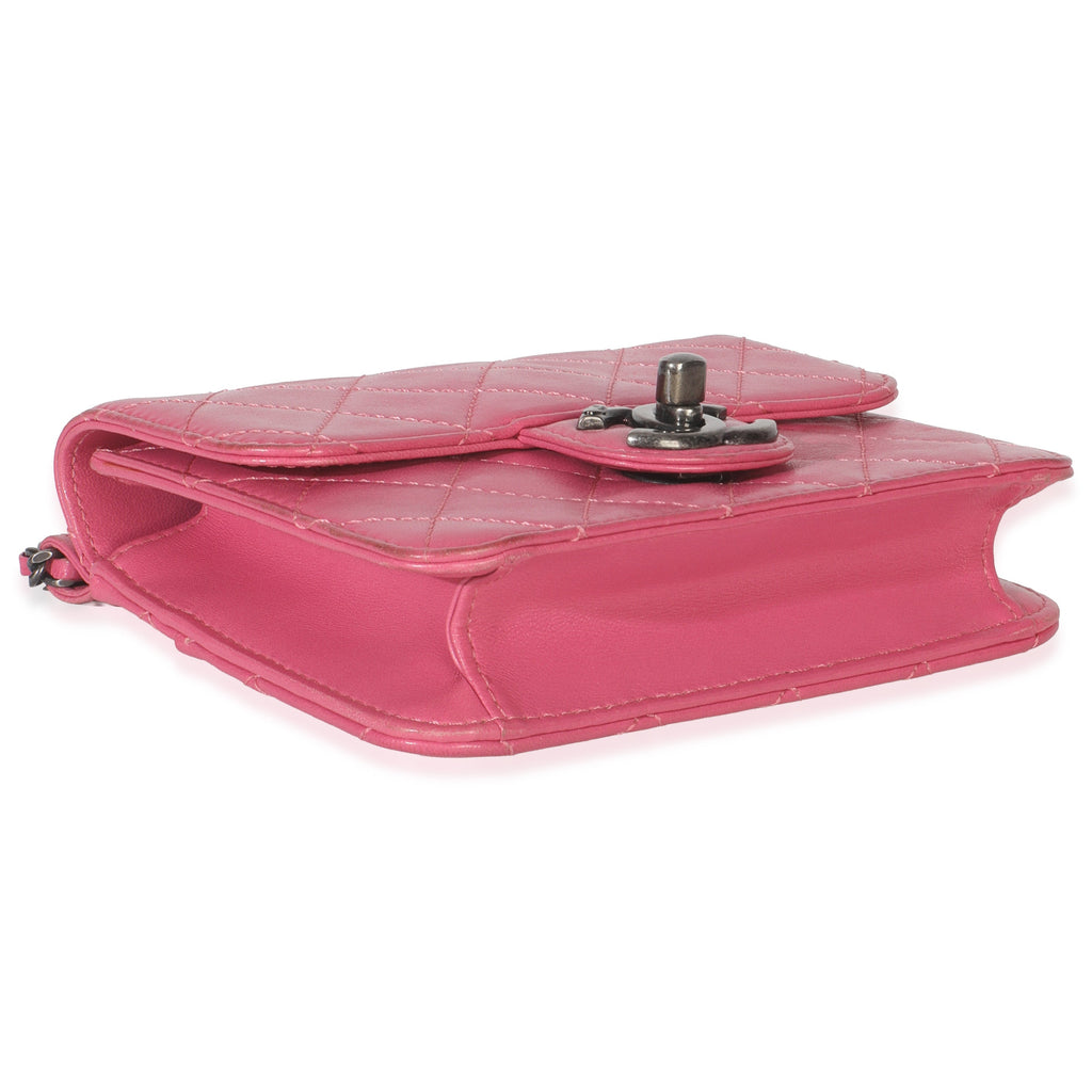 Pink Quilted Lambskin Mini Crossing Times Flap Bag