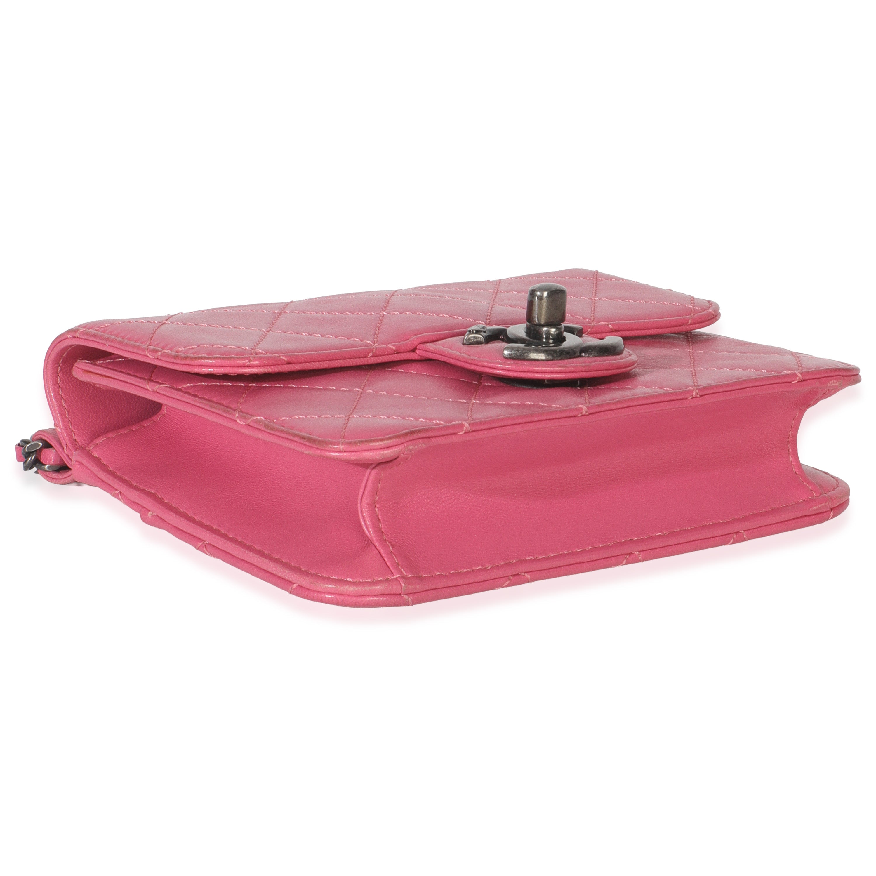 Pink Quilted Lambskin Mini Crossing Times Flap Bag