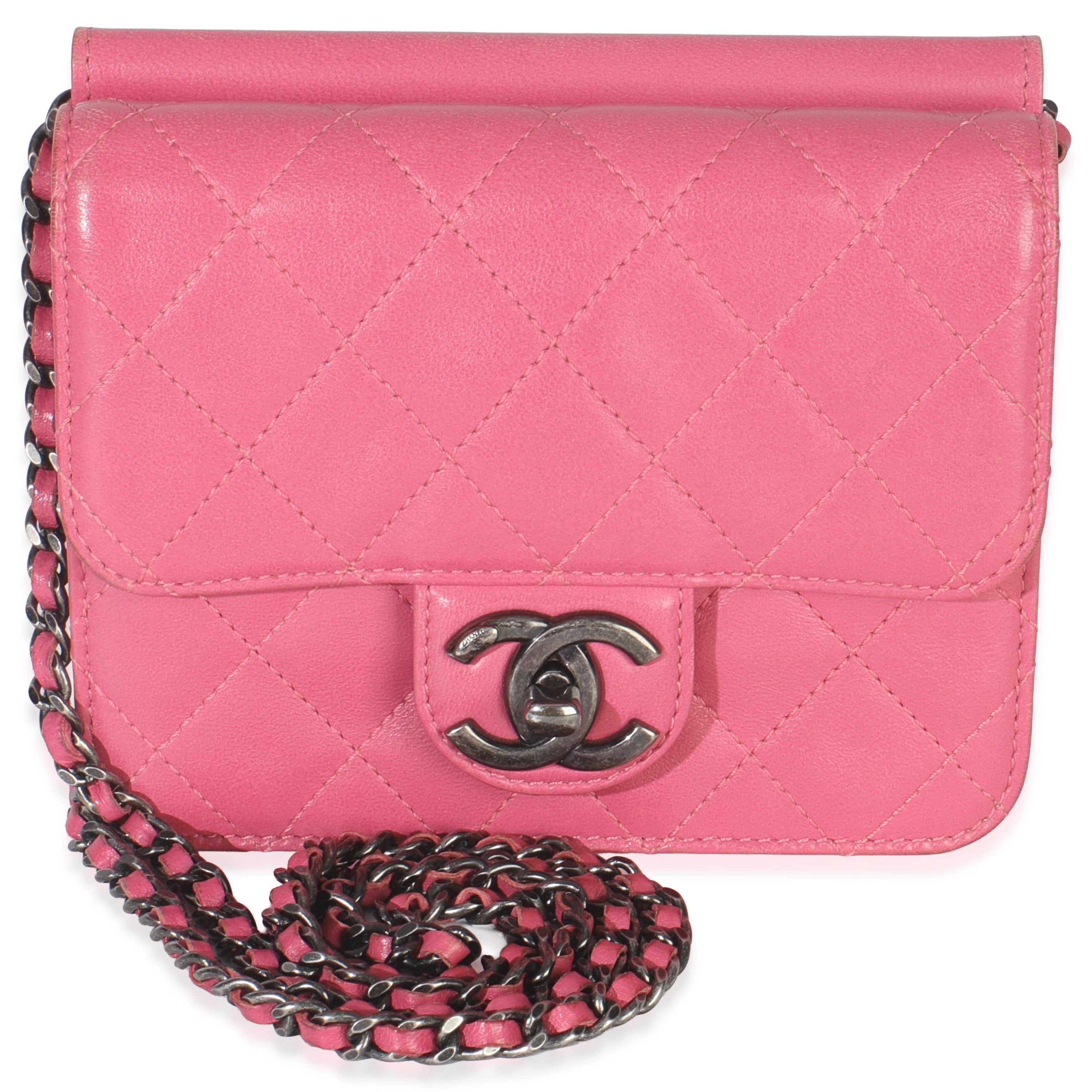 Pink Quilted Lambskin Mini Crossing Times Flap Bag