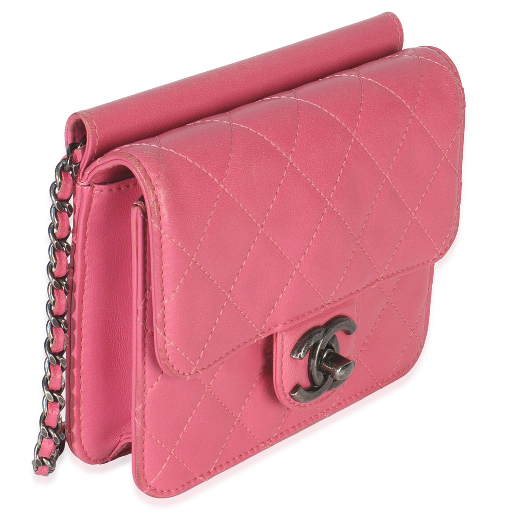 Pink Quilted Lambskin Mini Crossing Times Flap Bag