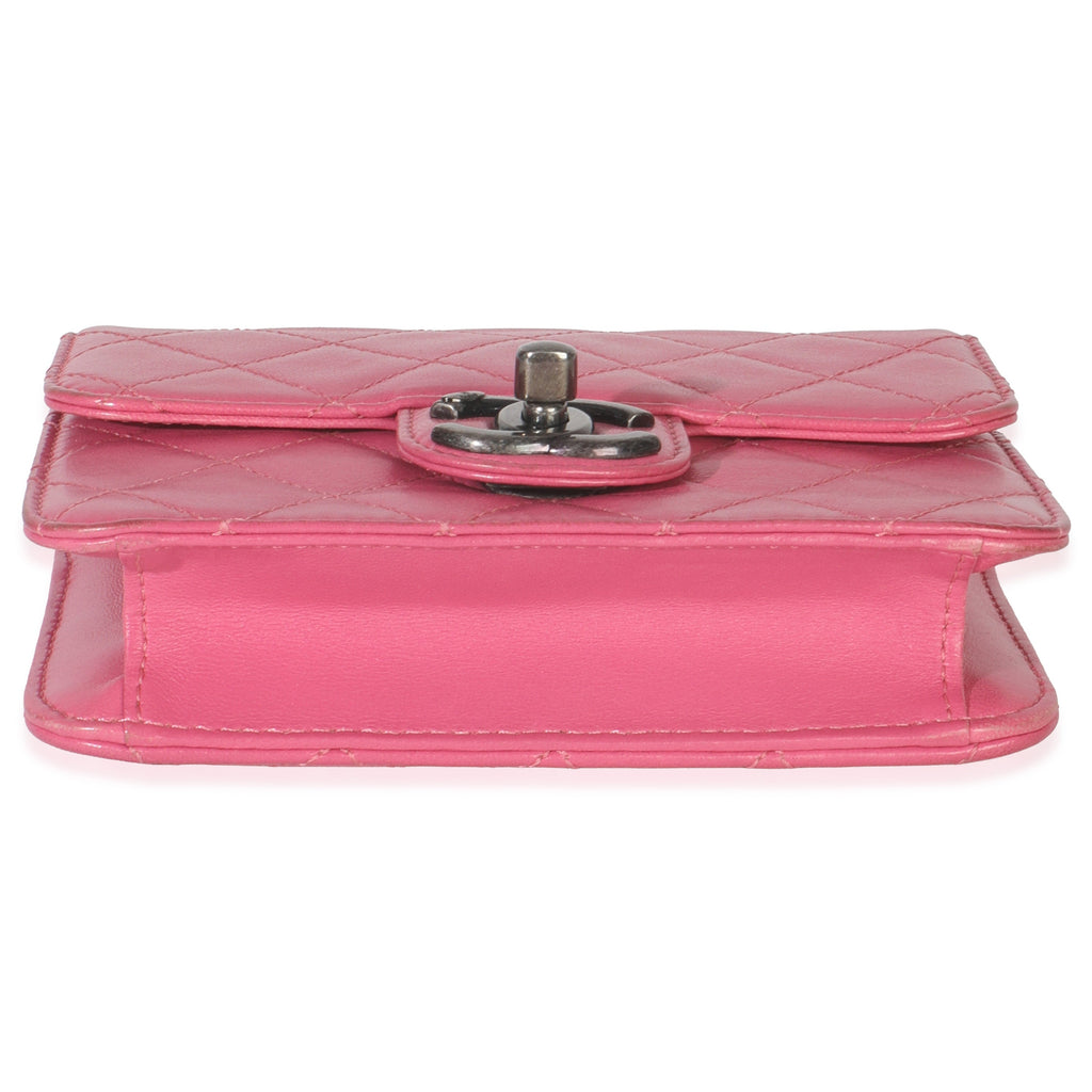 Pink Quilted Lambskin Mini Crossing Times Flap Bag
