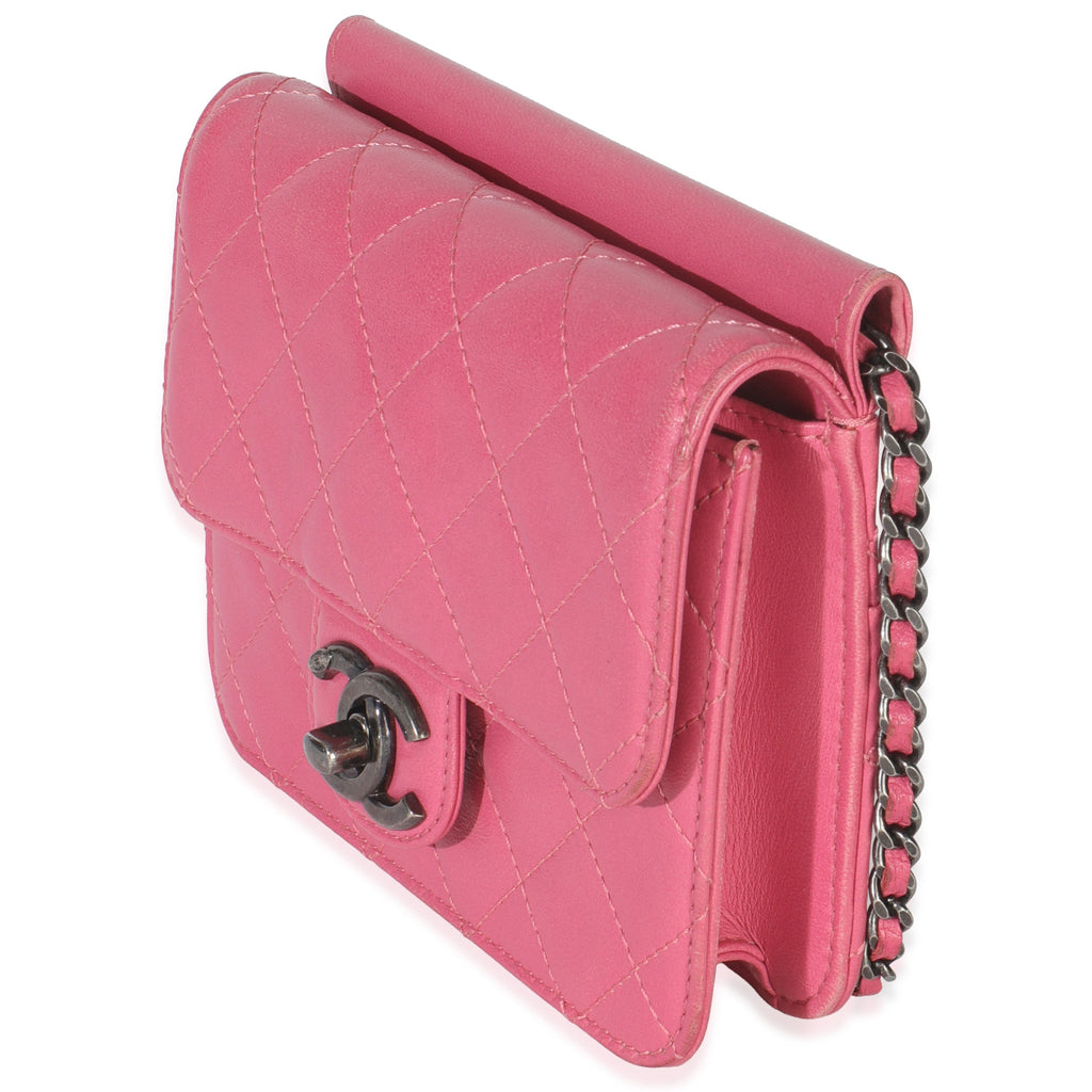 Pink Quilted Lambskin Mini Crossing Times Flap Bag