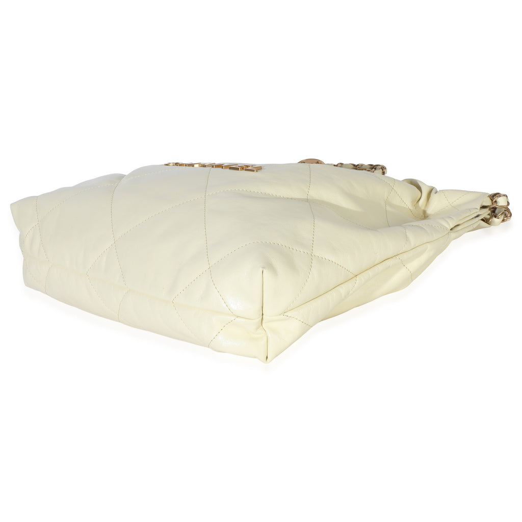 Pale Yellow Quilted Lambskin Chanel Small 22 Hobo