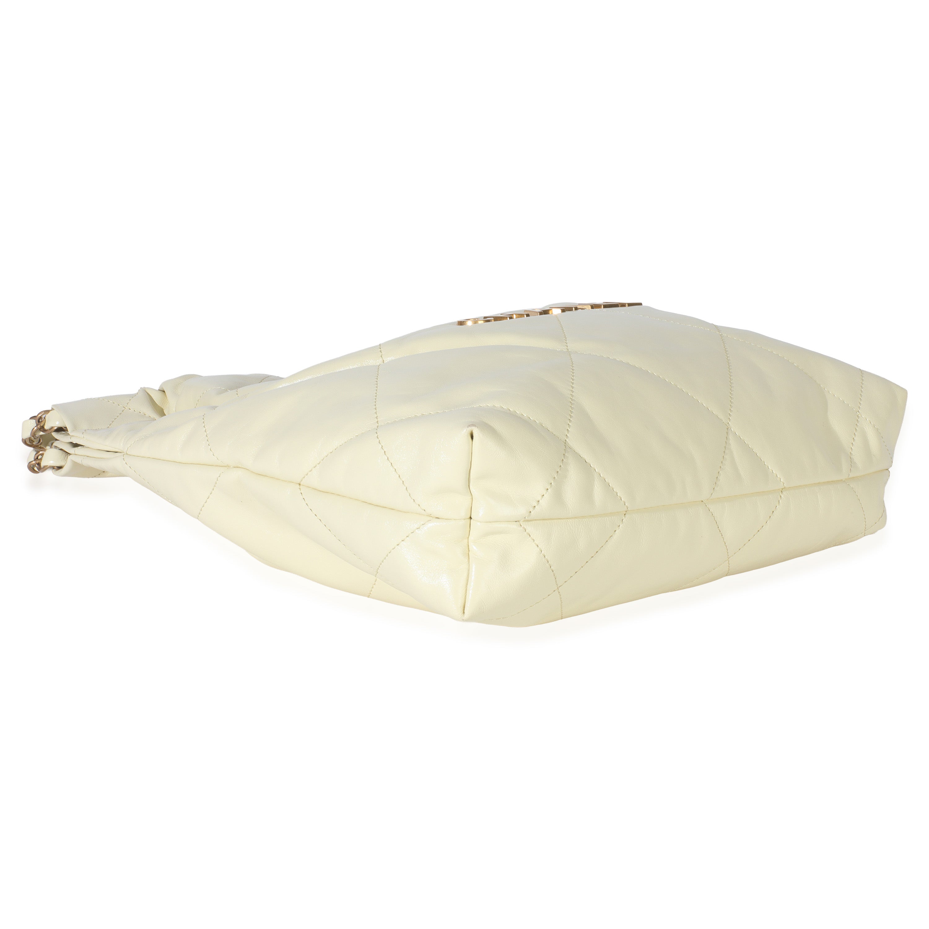 Pale Yellow Quilted Lambskin Chanel Small 22 Hobo