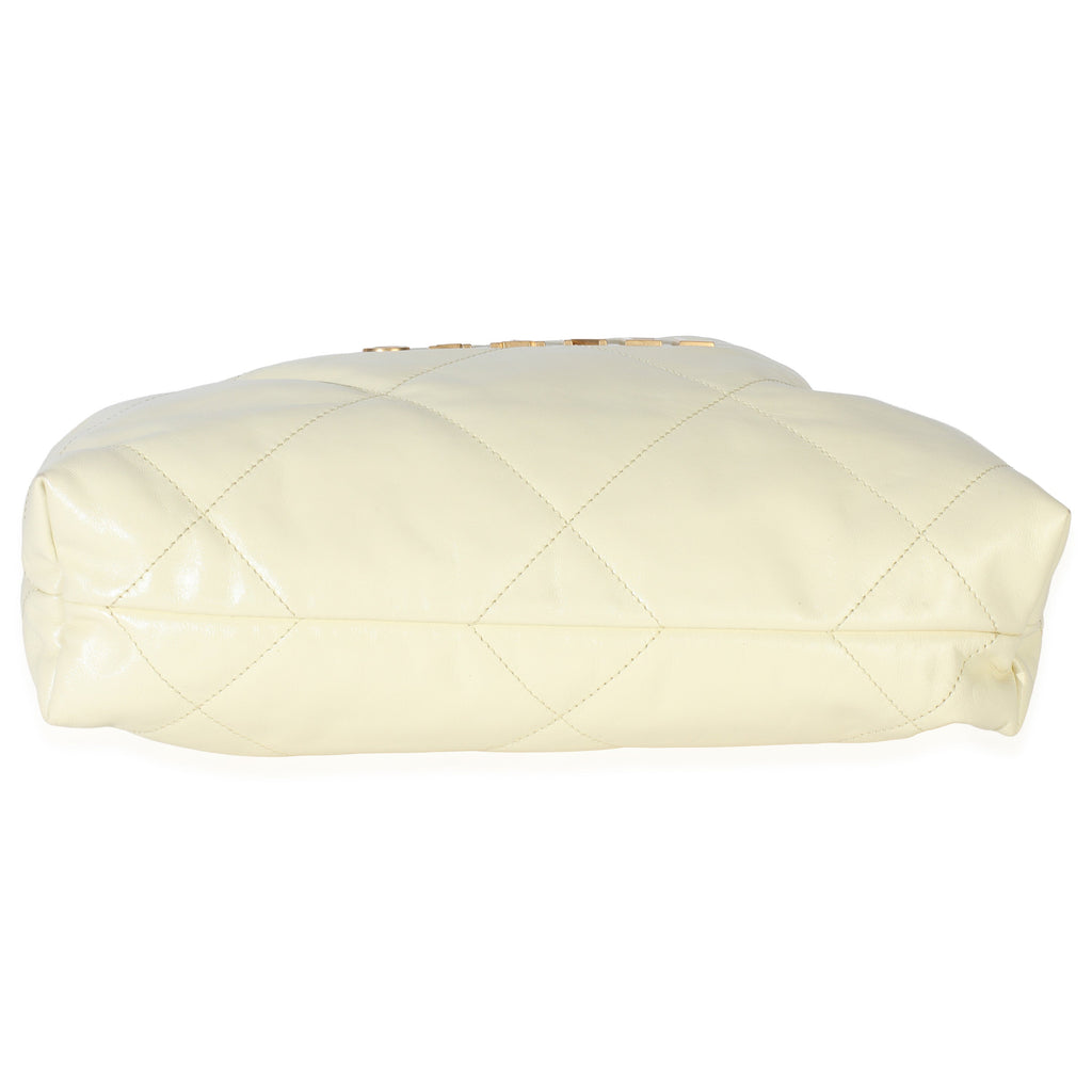 Pale Yellow Quilted Lambskin Chanel Small 22 Hobo