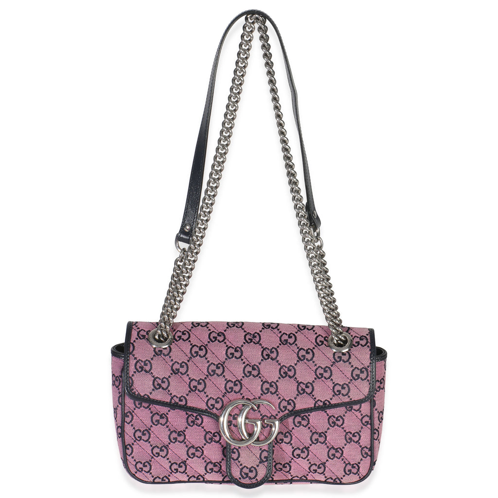 Pink GG Matelasse Diagonal Canvas Small GG Marmont Shoulder Bag