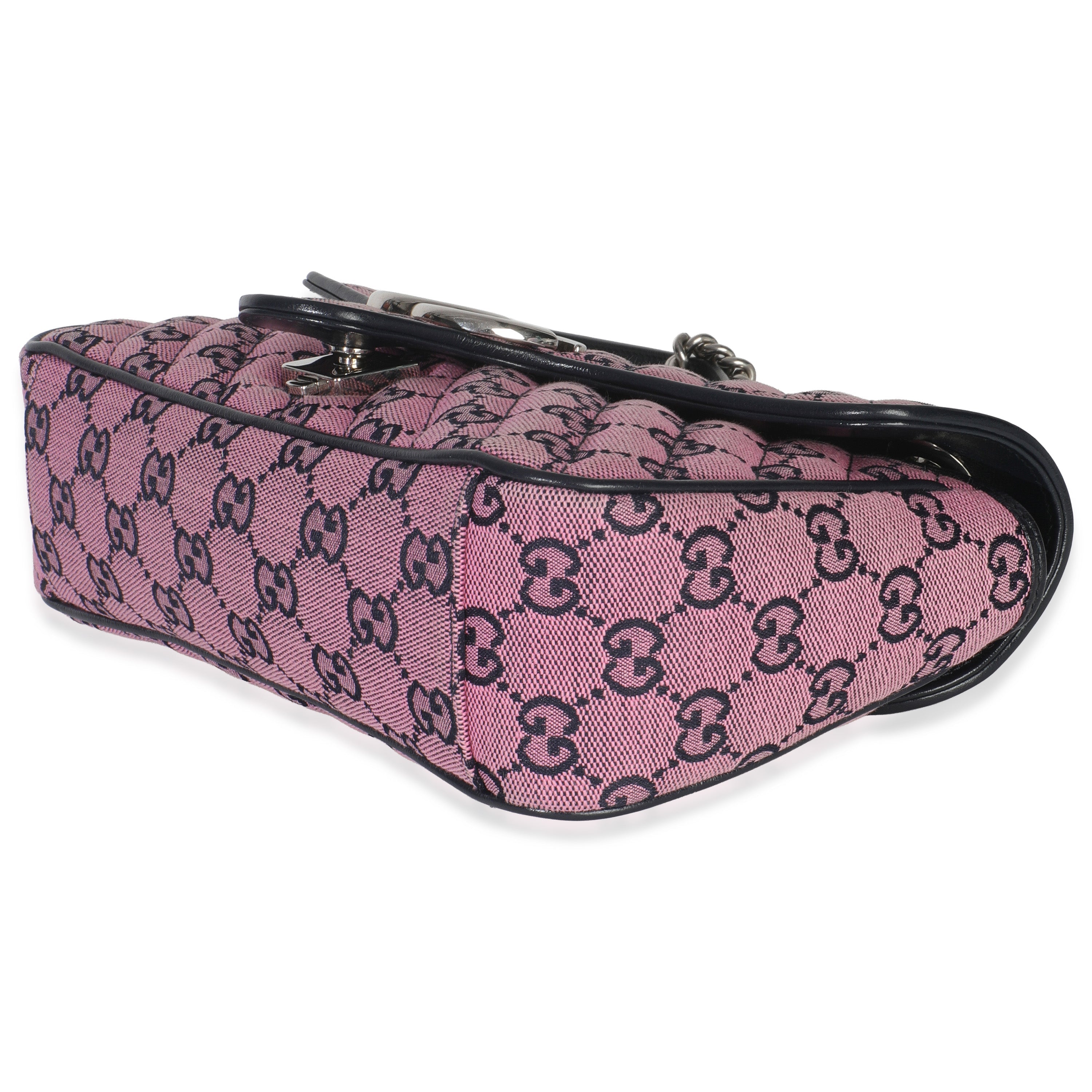 Pink GG Matelasse Diagonal Canvas Small GG Marmont Shoulder Bag