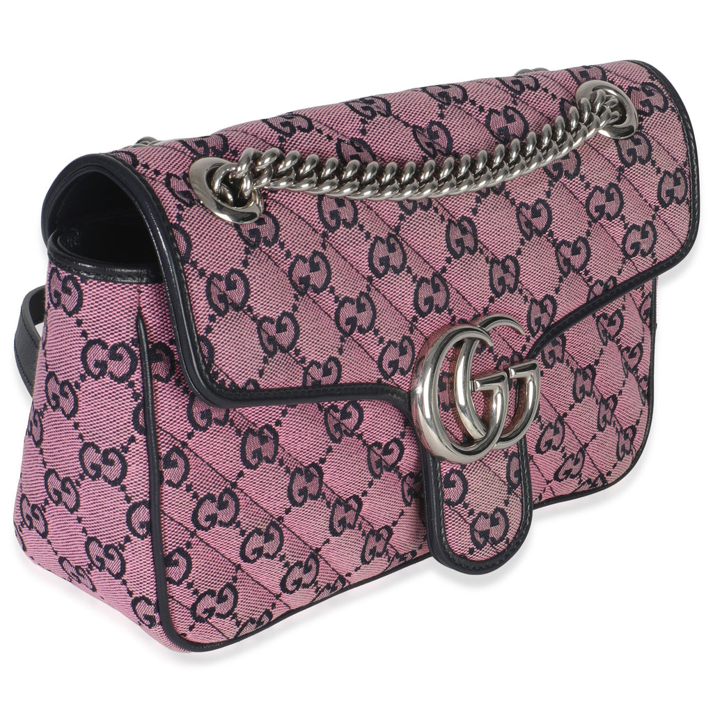 Pink GG Matelasse Diagonal Canvas Small GG Marmont Shoulder Bag