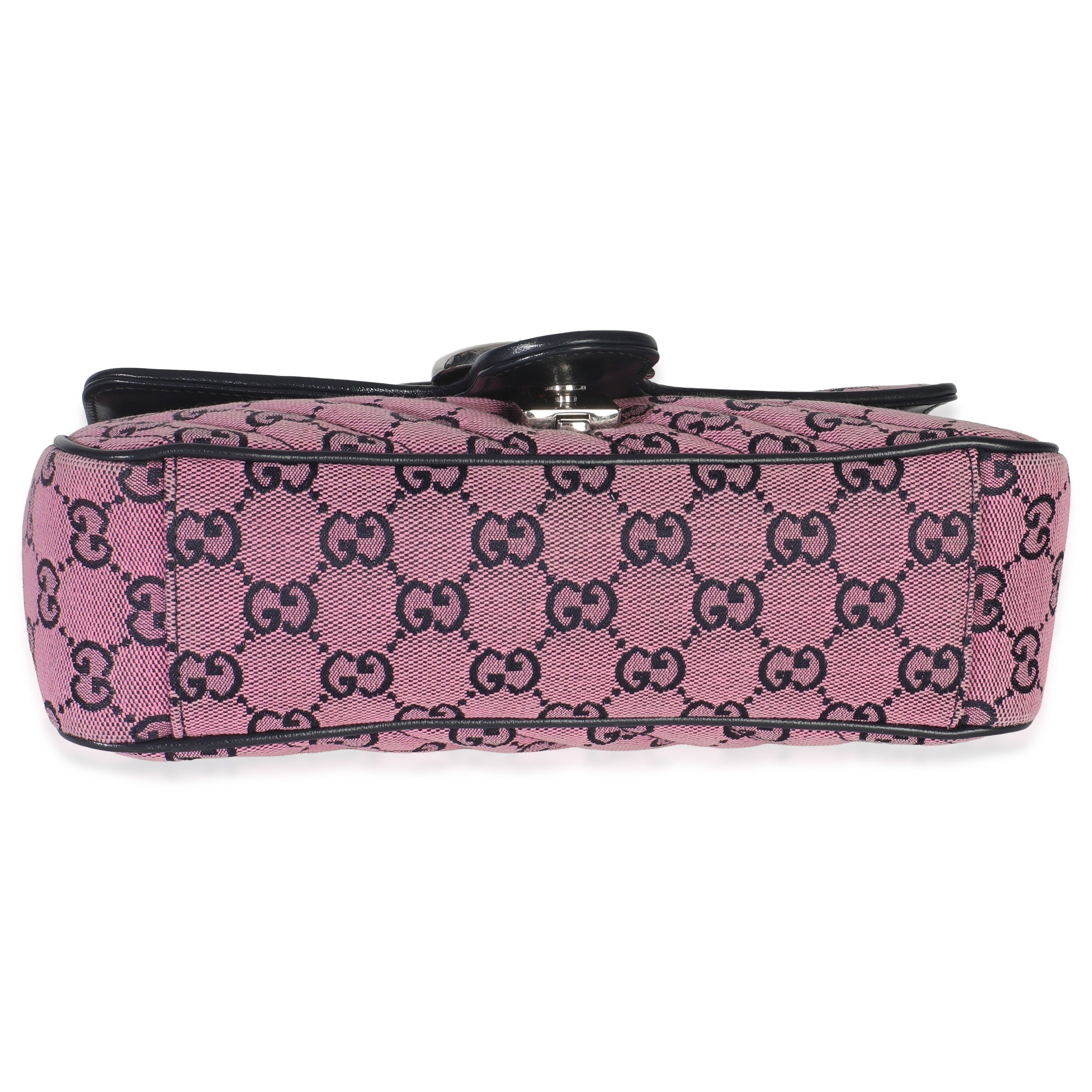 Pink GG Matelasse Diagonal Canvas Small GG Marmont Shoulder Bag