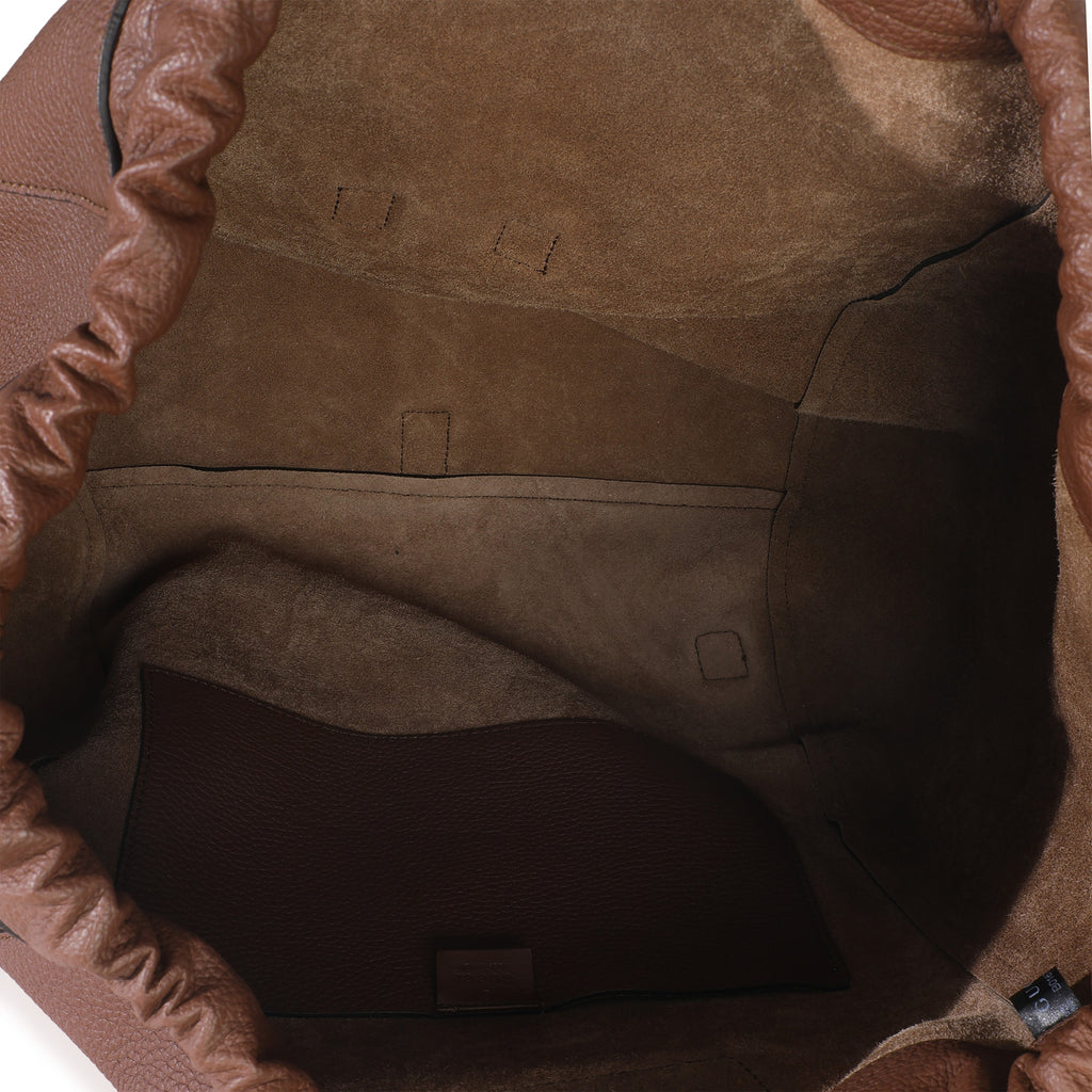 Brown Pebbled Leather Large Grand Prix Backpack