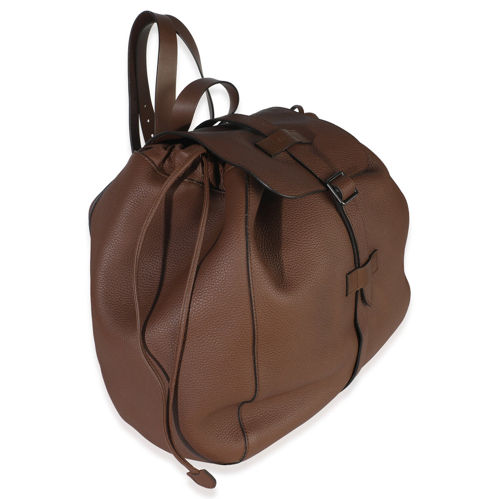 Brown Pebbled Leather Large Grand Prix Backpack