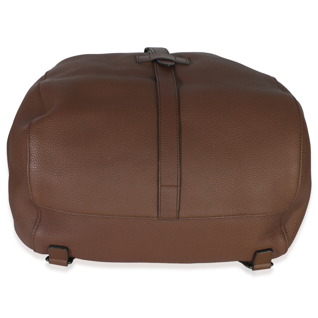 Brown Pebbled Leather Large Grand Prix Backpack