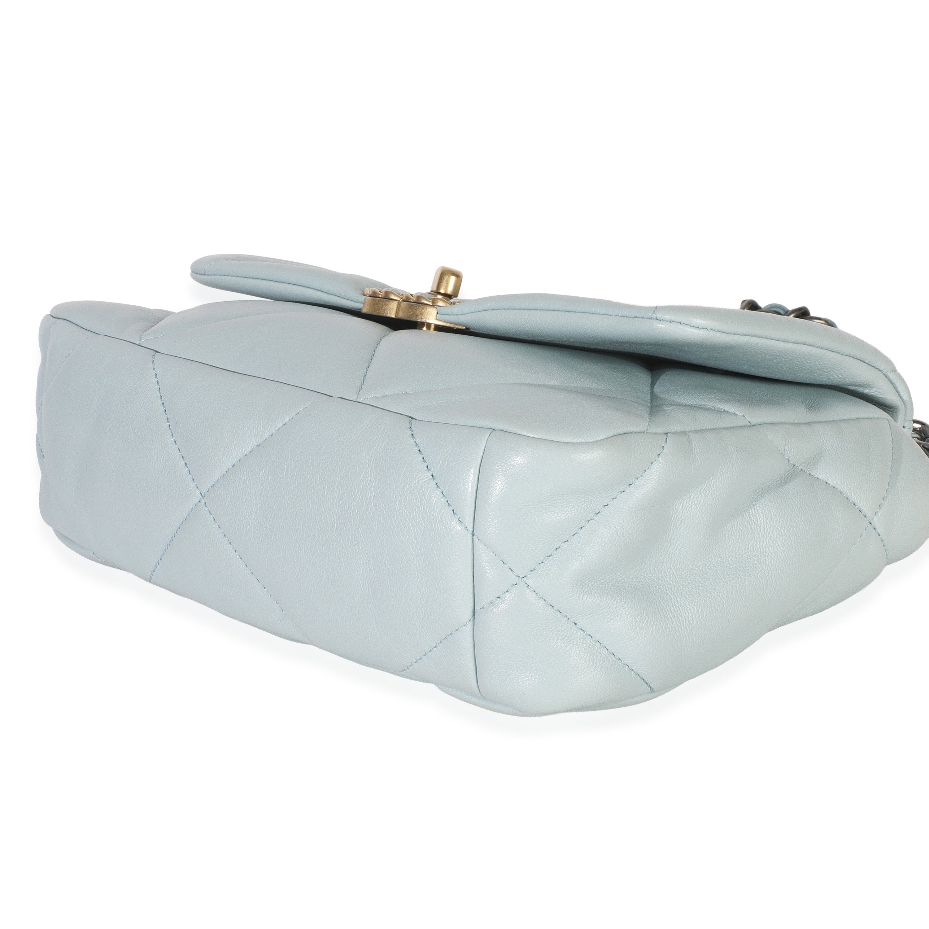Light Blue Quilted Lambskin Medium Chanel 19 Flap Bag