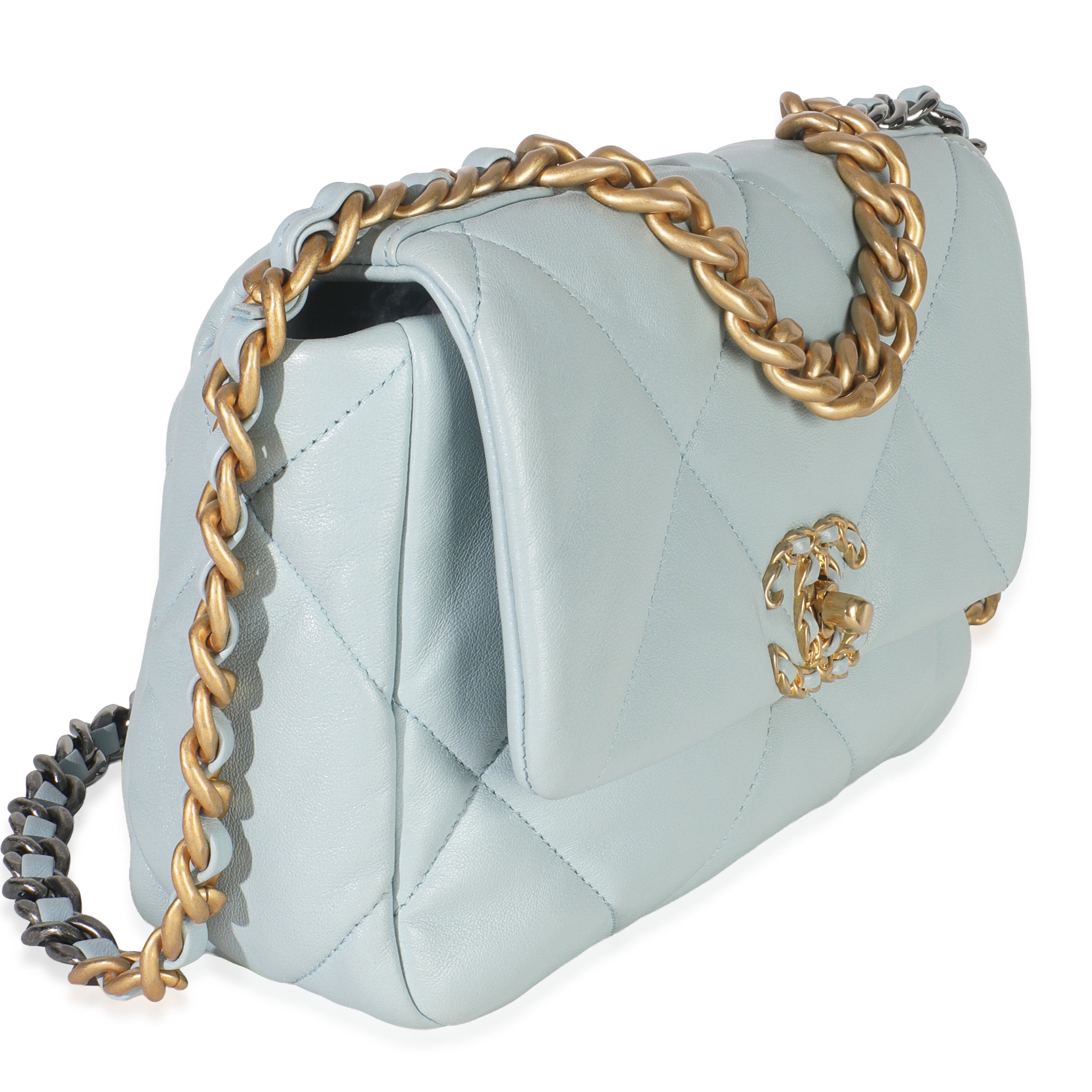 Light Blue Quilted Lambskin Medium Chanel 19 Flap Bag