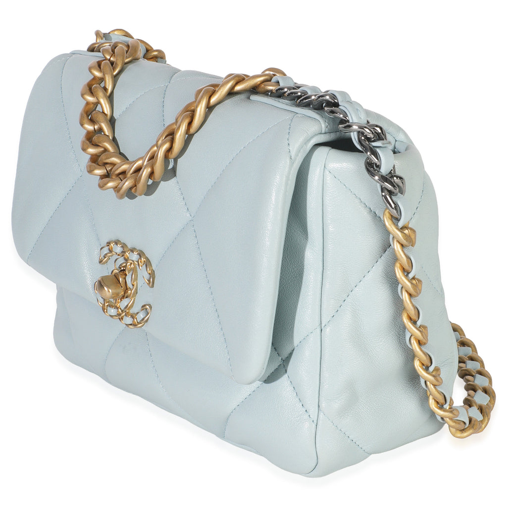 Light Blue Quilted Lambskin Medium Chanel 19 Flap Bag
