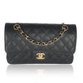 Black Quilted Caviar Small Classic Double Flap Handbag