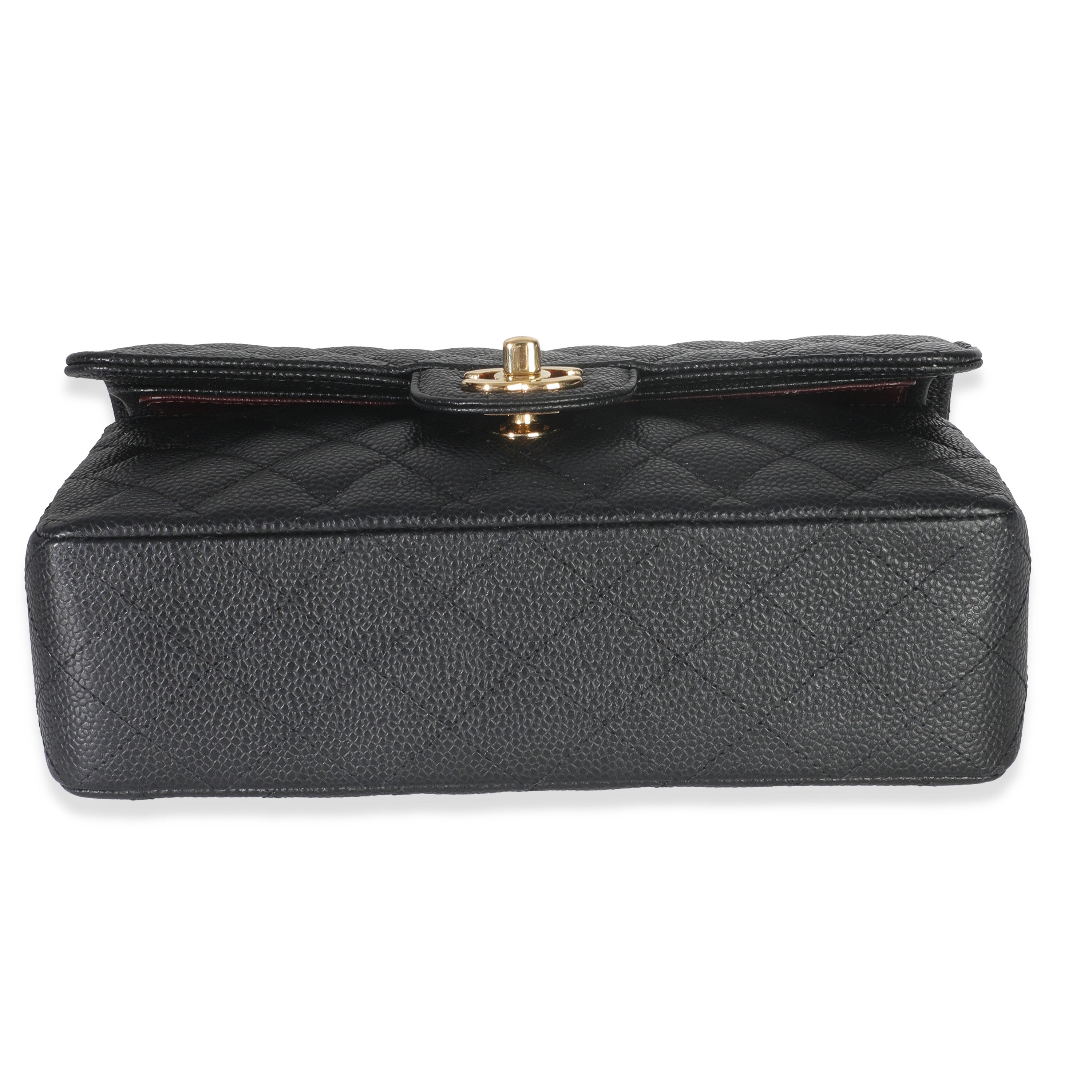 Black Quilted Caviar Small Classic Double Flap Handbag