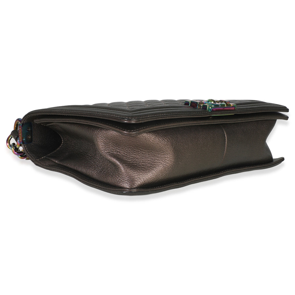 Bronze Purple Iridescent Quilted Goatskin New Medium Boy Bag