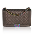 Bronze Purple Iridescent Quilted Goatskin New Medium Boy Bag